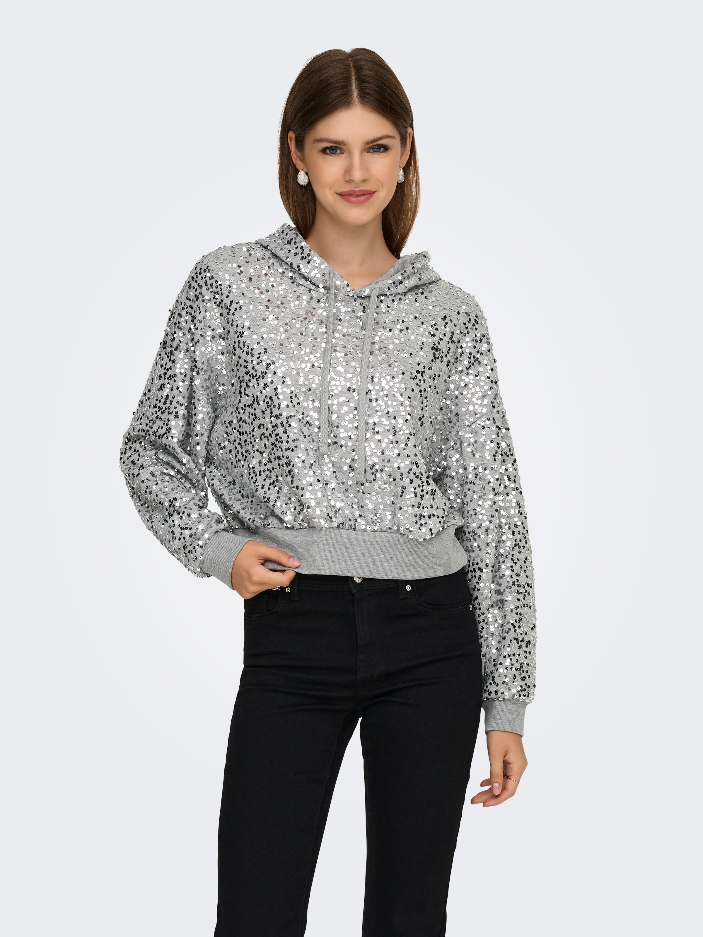 ONLY Kapuzensweatshirt "ONLJADA L/S SEQUINS HOOD SWT" günstig online kaufen