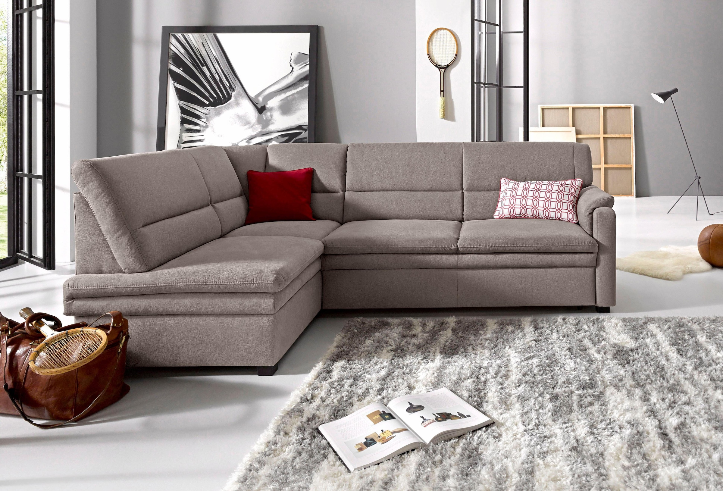 sit&more Ecksofa "Pisa L-Form", mit Federkern, wahlweise mit Bettfunktion