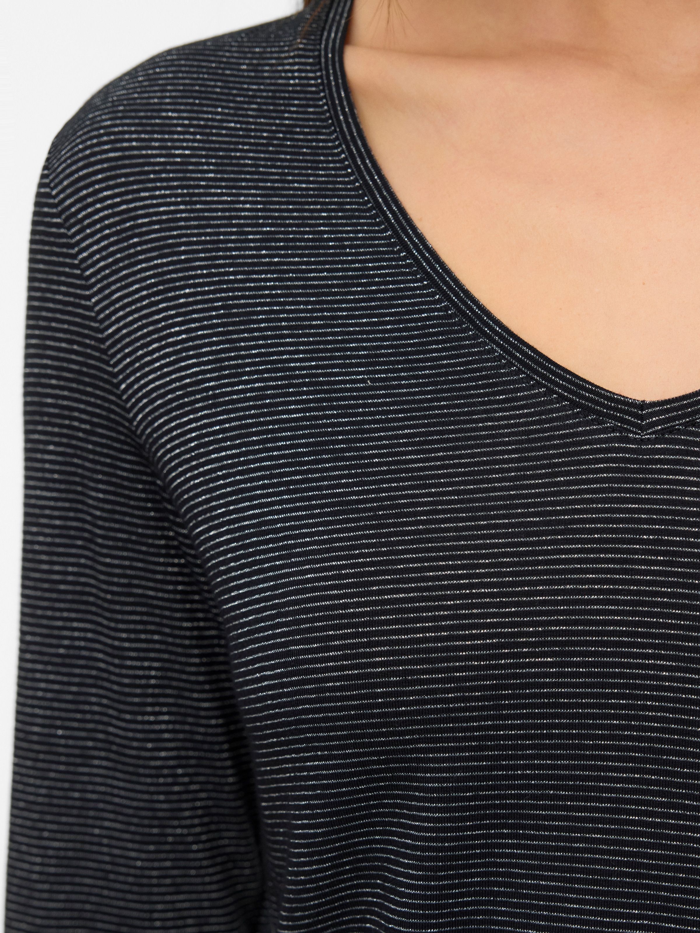 Vero Moda Langarmshirt »VMLAVA GLITTER LS V-NECK TOP STRIPE NOOS«