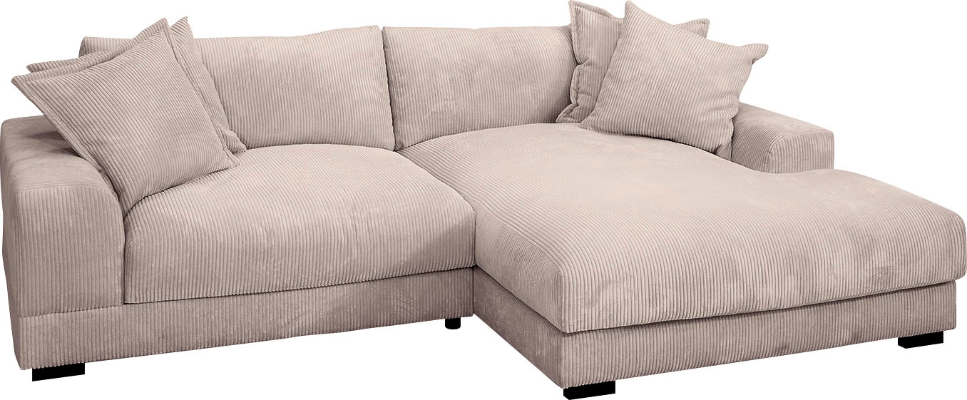TRENDMANUFAKTUR Ecksofa »Zinal, aktuelles Design, mit 4 Zierkissen,«, mit extra softem Sitz, in trendiger Breitcord-Optik, L-Form