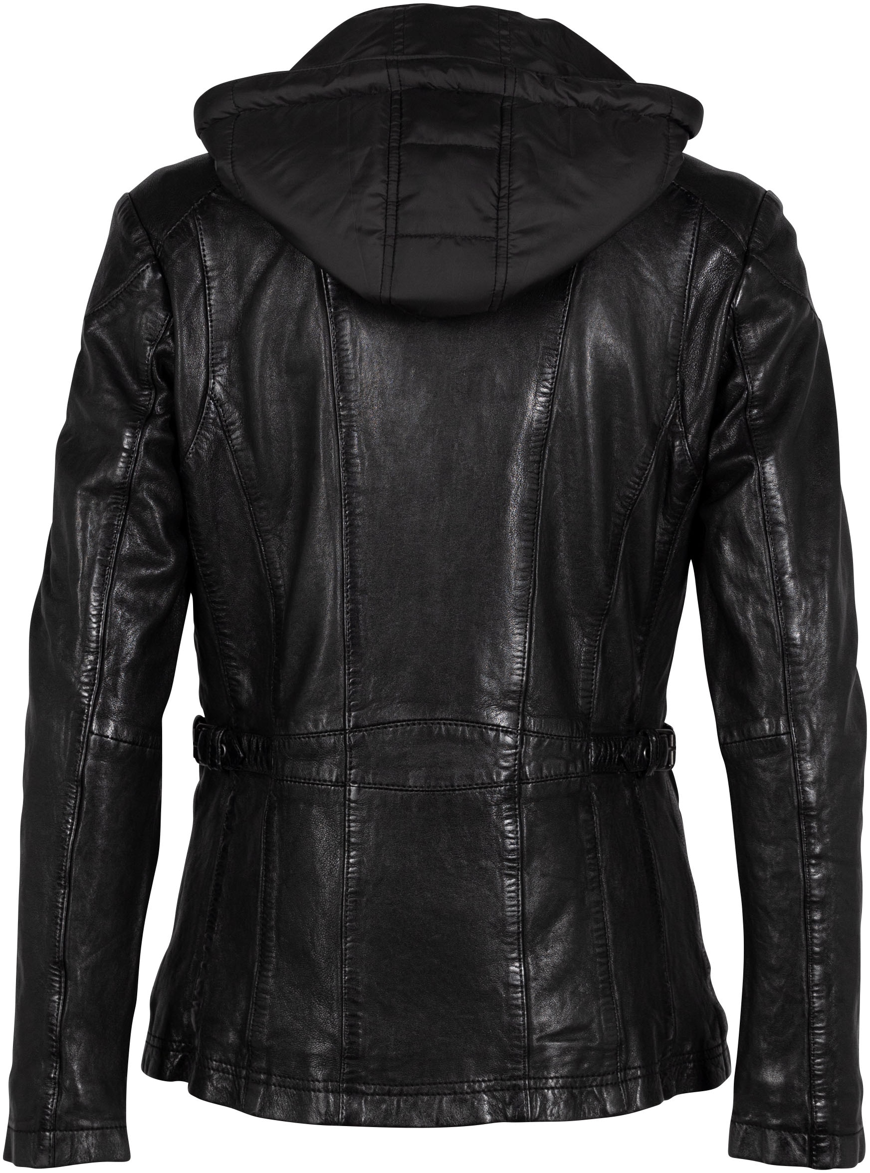 Mauritius Lederjacke »GWAllmut«, mit Kapuze, mit 2-Wege-Reißverschuss, Kapuze, Zipper-Details, Wattierung