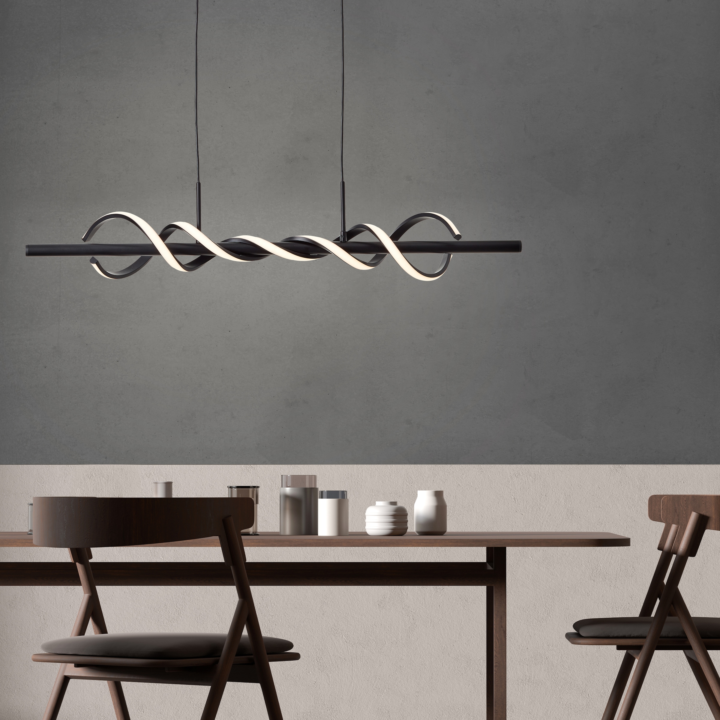 Brilliant LED Pendelleuchte »Amalie«, Höhe 150 cm, 2600 lm, kürzbar, Metall/Kunststoff, schwarz