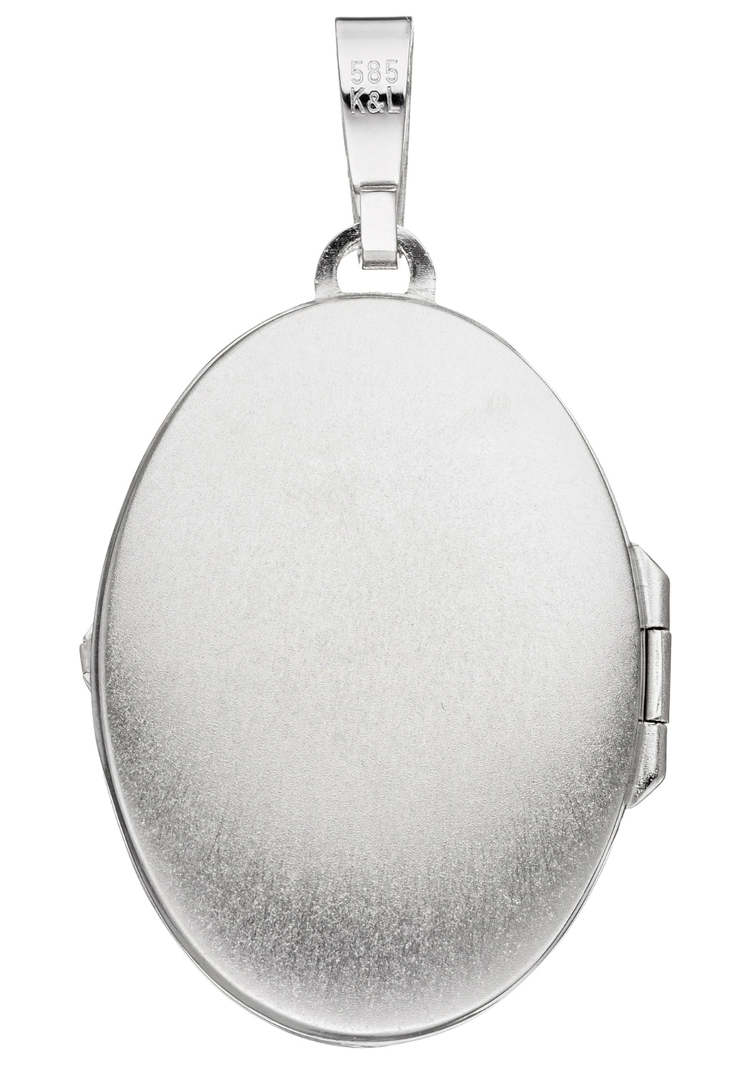 JOBO Medallionanhänger »Anhänger Medaillon oval 33 mm« ()  585 Weißgold mit 2 Diamanten für 2 Fotos