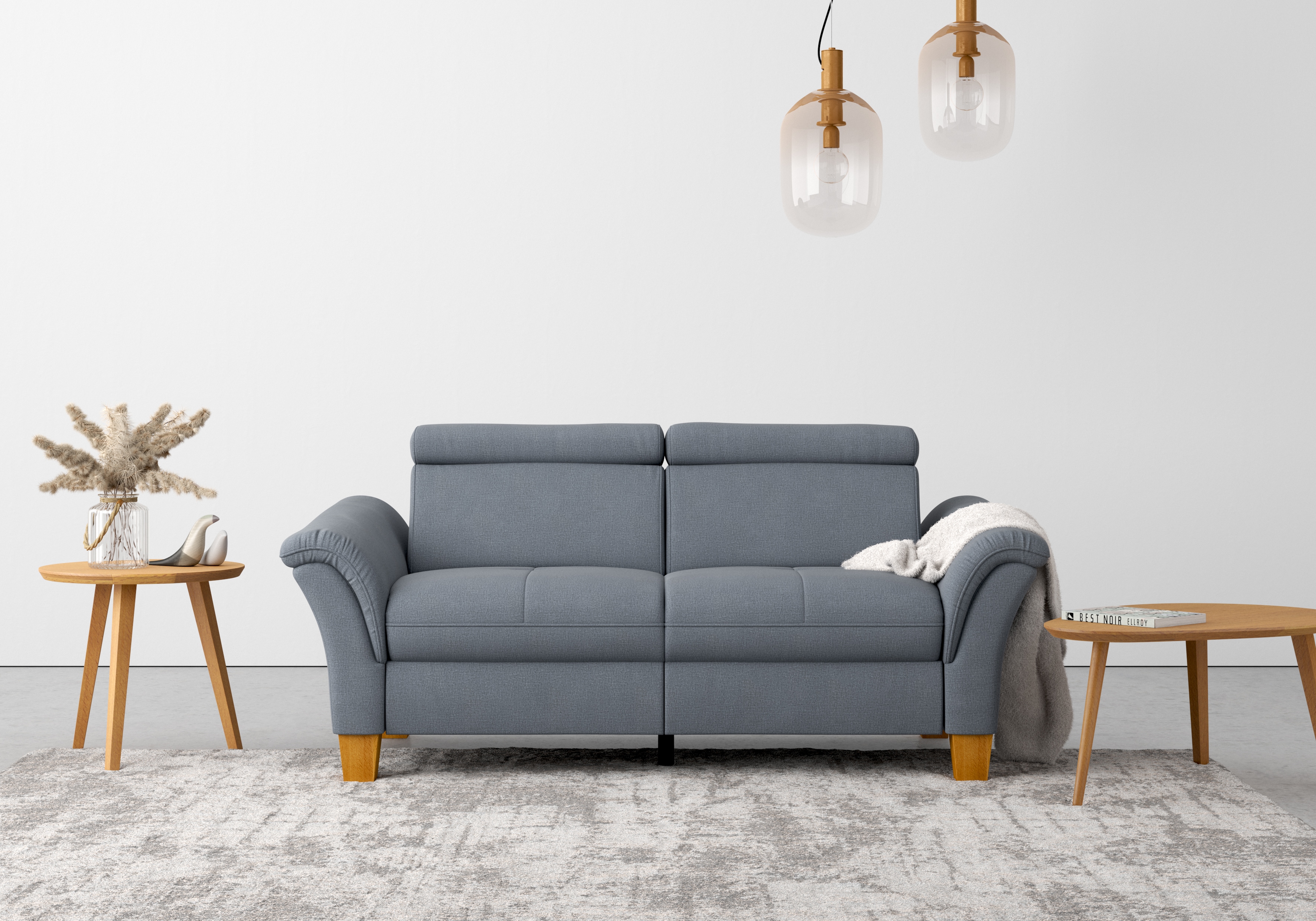 2,5-Sitzer HOME AFFAIRE, B:185cm H:84cm T:93cm, blau, 100% Polyester, Sofas, "Lindgren", wahlweise mit TV-Funktion, links oder beidseitig,