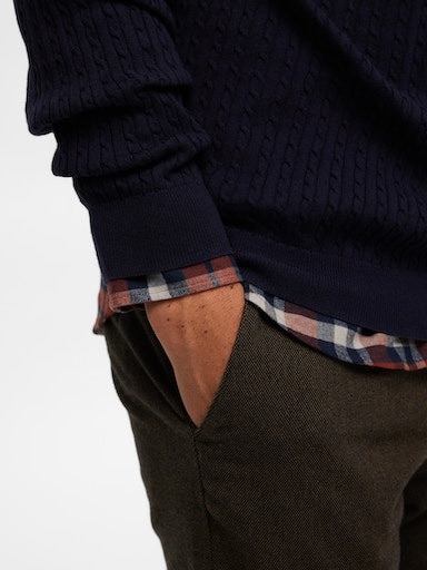 SELECTED HOMME Rundhalspullover »SLHBERG CABLE CREW NECK NOOS«