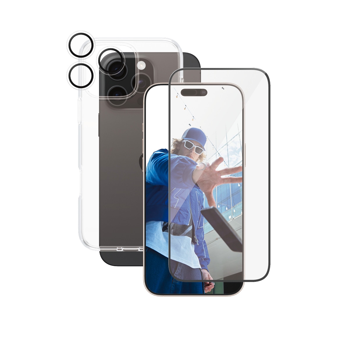 CARE by PanzerGlass Displayschutzglas »3-in-1 Protection, Glass, Case, Lenscover«, für Apple iPhone 16 Pro Max, Displayschutzfolie, Schutzfolie, Bildschirmschutz, kratz- & stoßfest