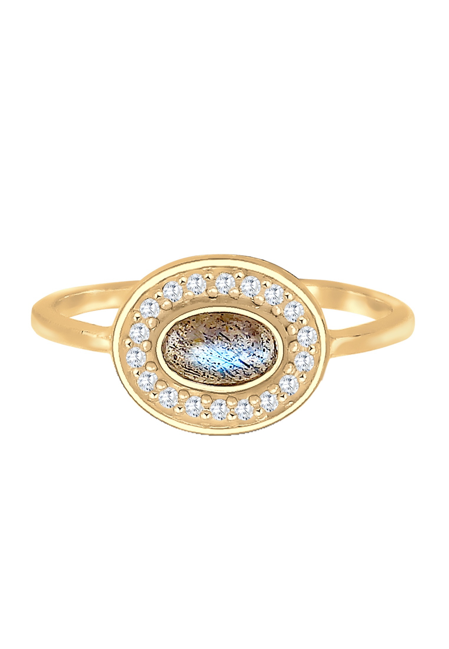 Elli Fingerring »Vintage Labradorit Zirkonia 925 Silber vergoldet«