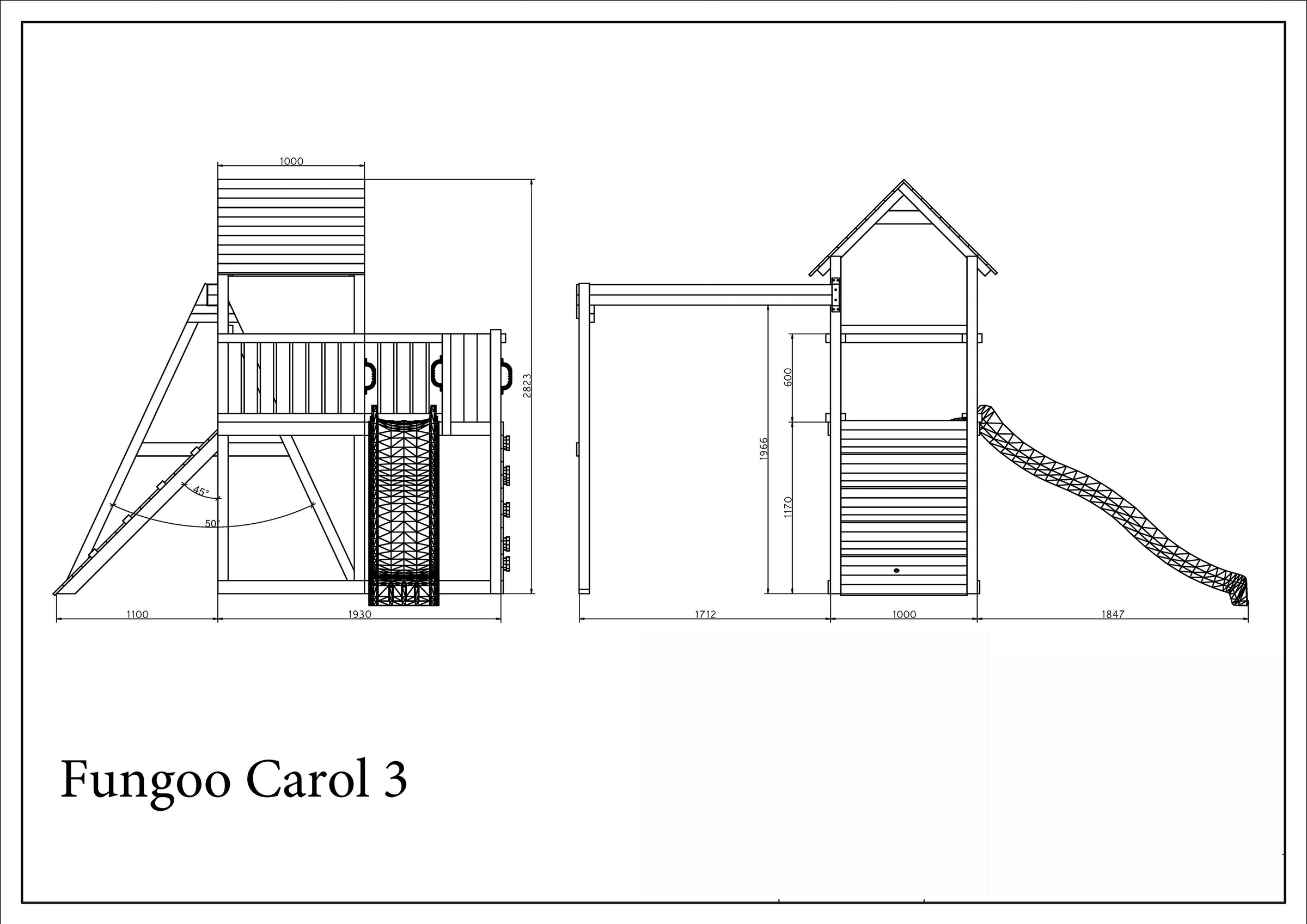 FUNGOO Spielturm »CAROL 3 Grey White«, mit Schaukel & Rutsche