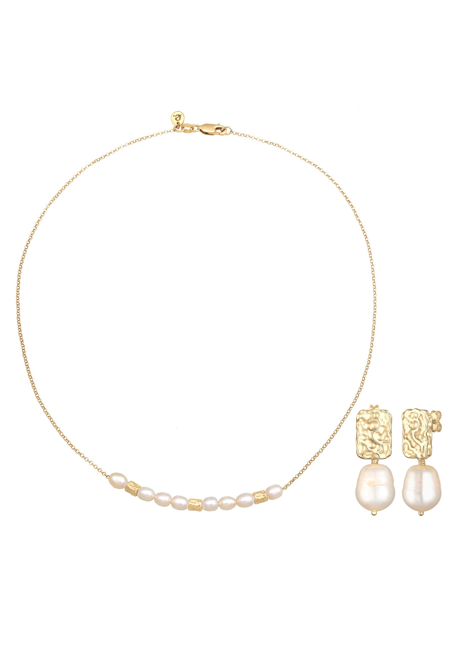Elli Premium Schmuckset »Süßwasserperlen Barock Elegant 2er Set 925 Silber«