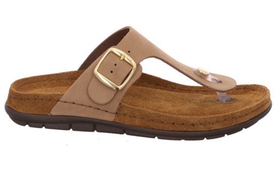 Zehentrenner ROHDE "Rodigo-D", Damen, Gr. 35, beige (natur), Leder, Schuhe Zehentrenner, Keilabsatz, Sommerschuh, Schlappen, Hausschuh mit Schnallenverschluss 3