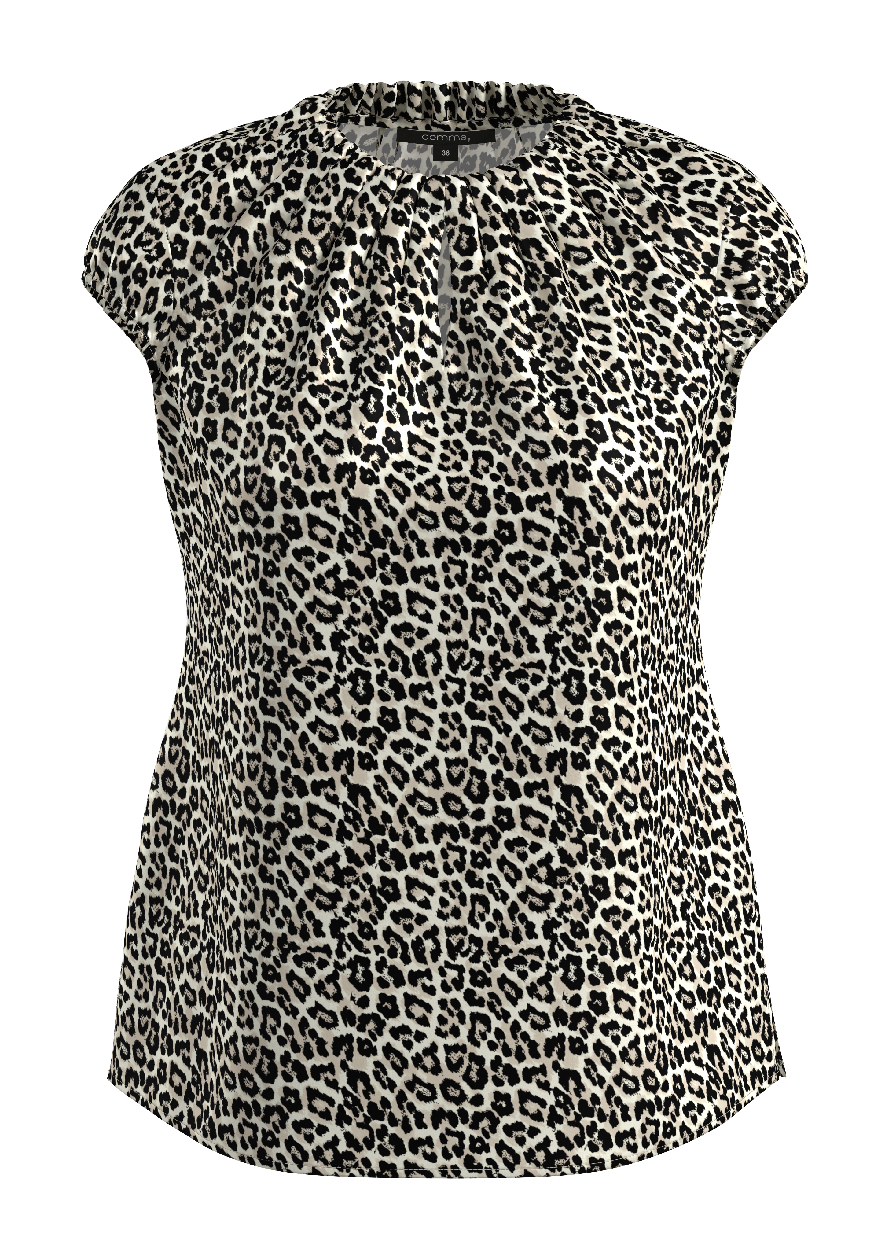 Thumbnail - Comma Kurzarmbluse mit Raffung und Animal-Print
