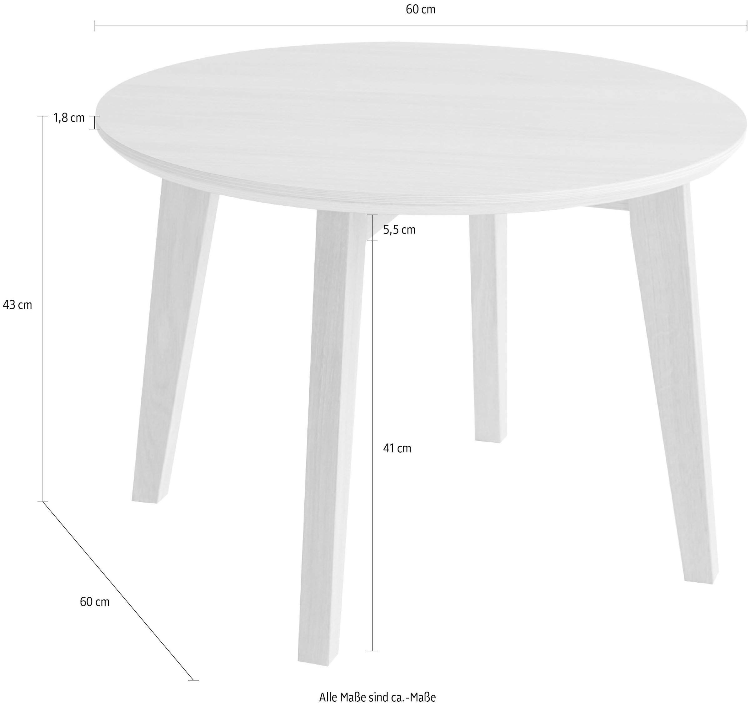 Hammel Furniture Couchtisch »Basic Single, in zwei Größen, Rund,«, Massivholzgestell, stabiler dänische Design Kaffeetisch, Sofatisch