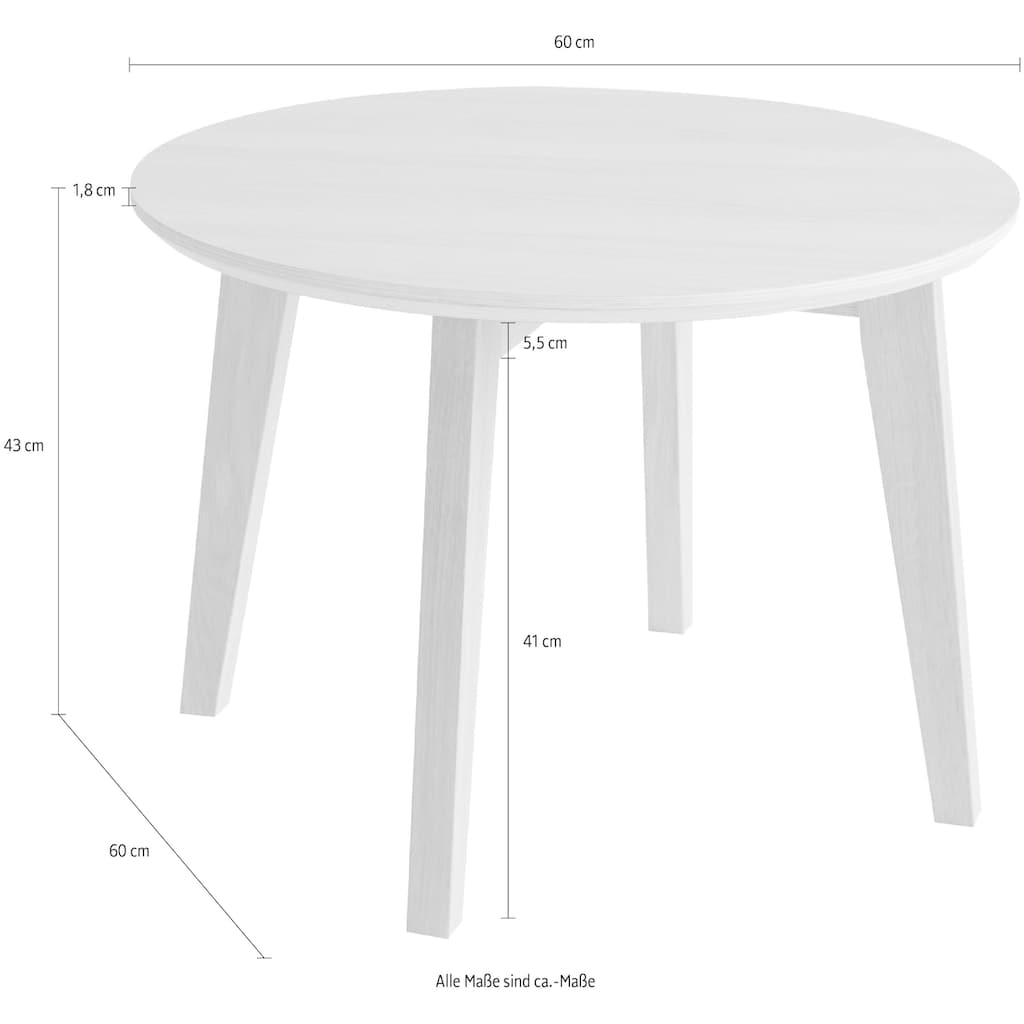 Hammel Furniture Couchtisch »Basic Single, in zwei Größen, Rund,«, Massivholzgestell, stabiler dänische Design Kaffeetisch, Sofatisch