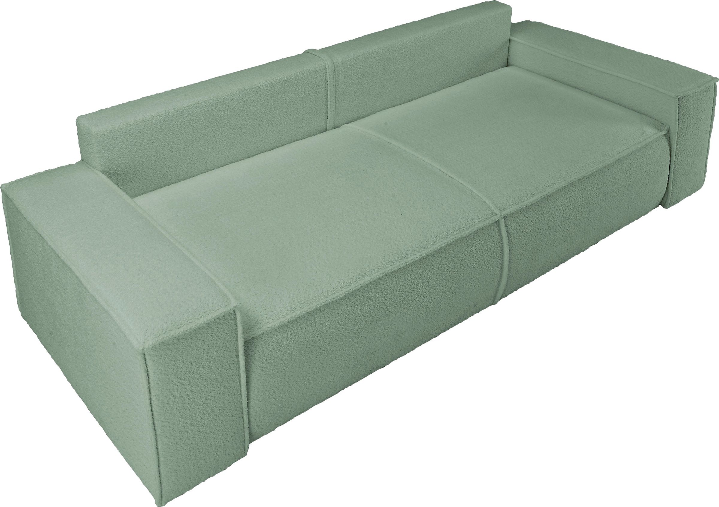 andas 3-Sitzer »FINNLEY Schlafsofa 257 cm, Schlaffunktion mit Bettkasten (200/136cm)«, in Aqua Clean-Bouclé, Struktur fein u. Cord