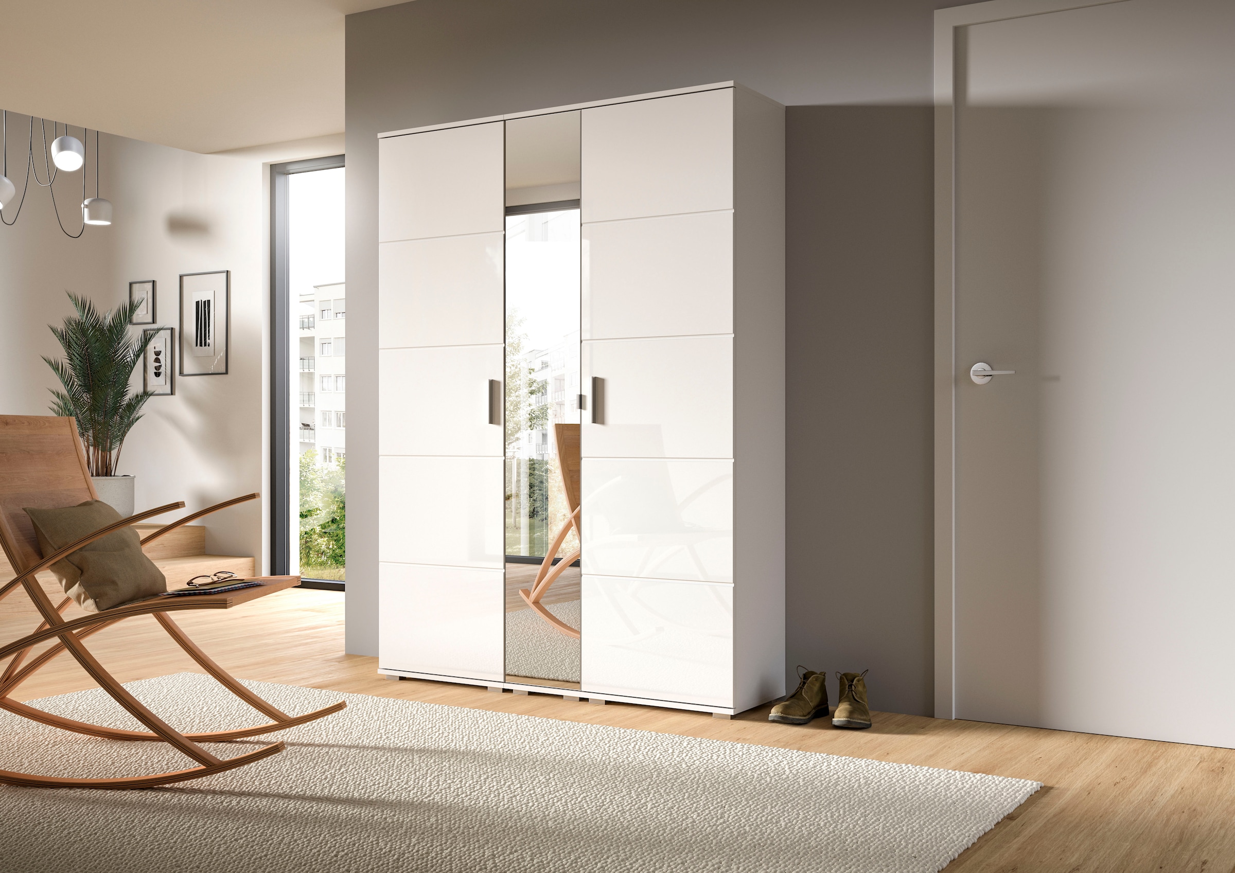 INOSIGN Garderobenschrank »Valge, Höhe 191 cm, 1 Spiegeltür, 6 Fächer,4 verstellbare Einlegeböden«, Hochschrank, Spiegelschrank, Schuhschrank, Flurschrank, Dielenschrank