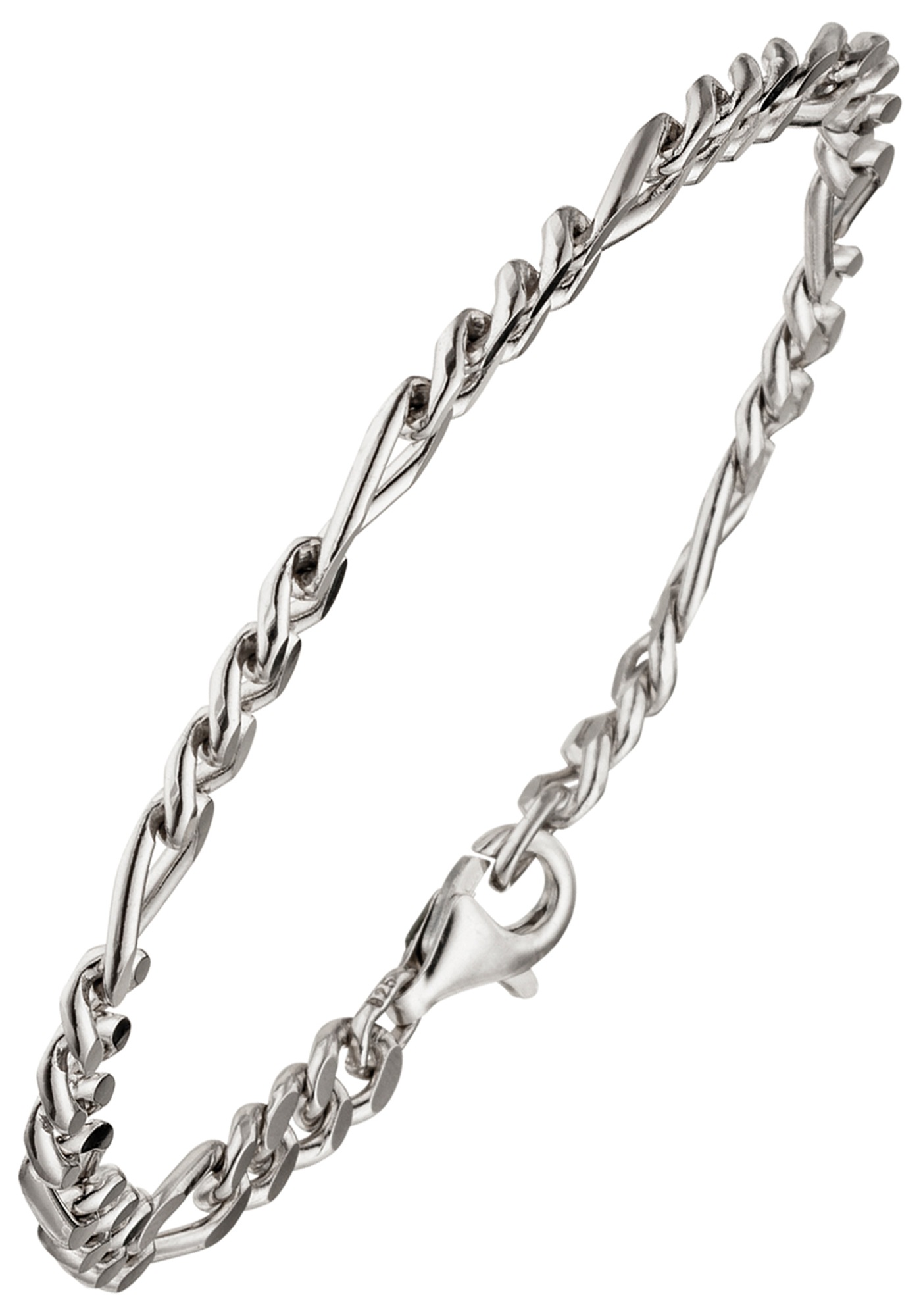 JOBO Silberarmband »Herrenarmband Figaroarmband 5,3 mm« 925 Silber diamantiert 21 cm