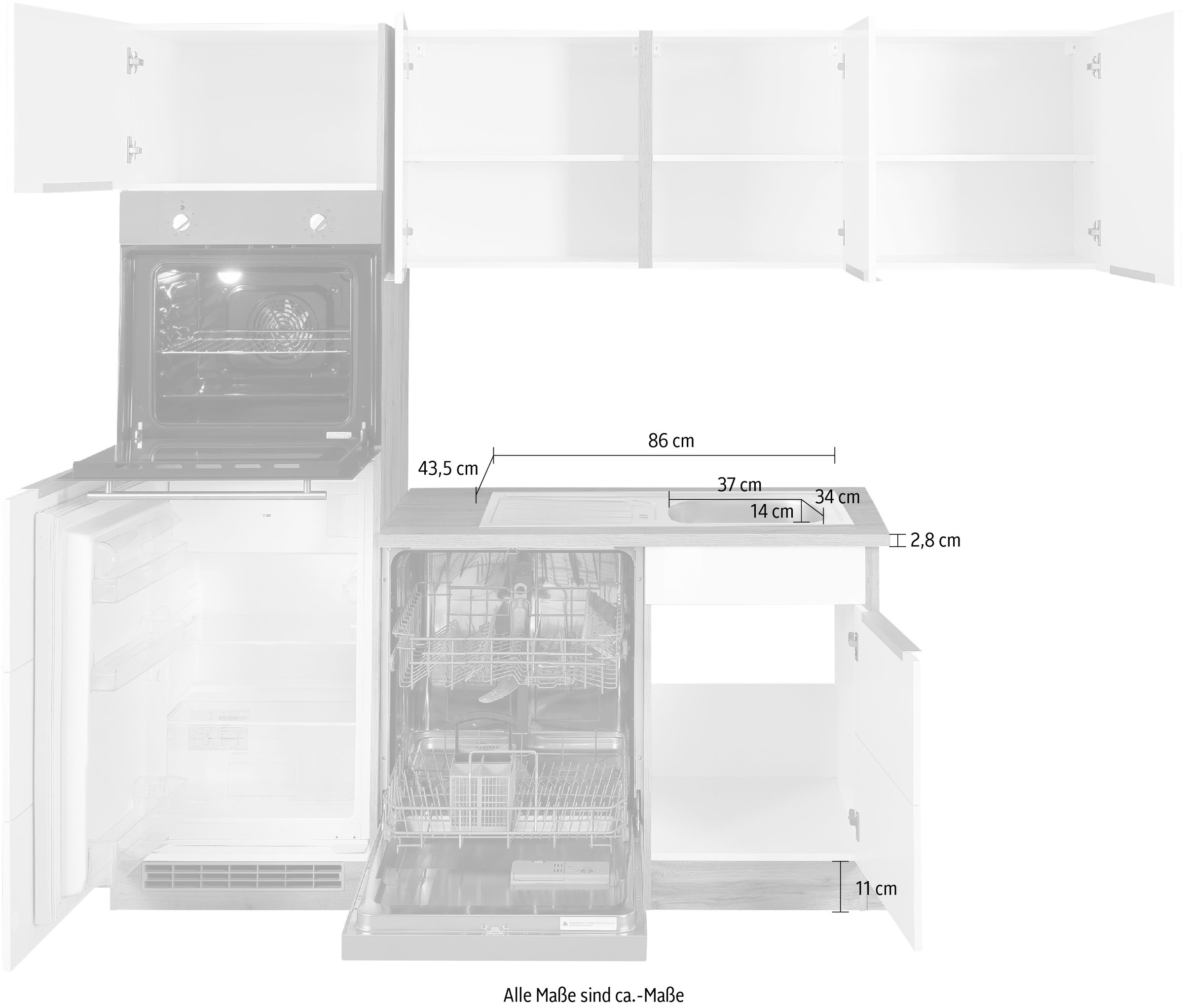 KOCHSTATION Winkelküche »KS-Brindisi Stellbreite 230/170 cm«, wahlweise mit E-Geräten und Induktion, mit MDF-Fronten