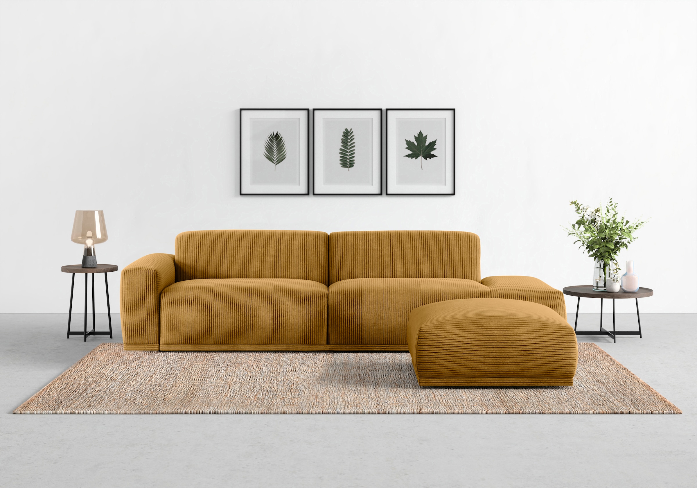 TRENDMANUFAKTUR Big-Sofa "Braga, mit hochwertigem Kaltschaum, Megasofa, in Cord erhältlich", modernes Big-Sofa, Couch mi