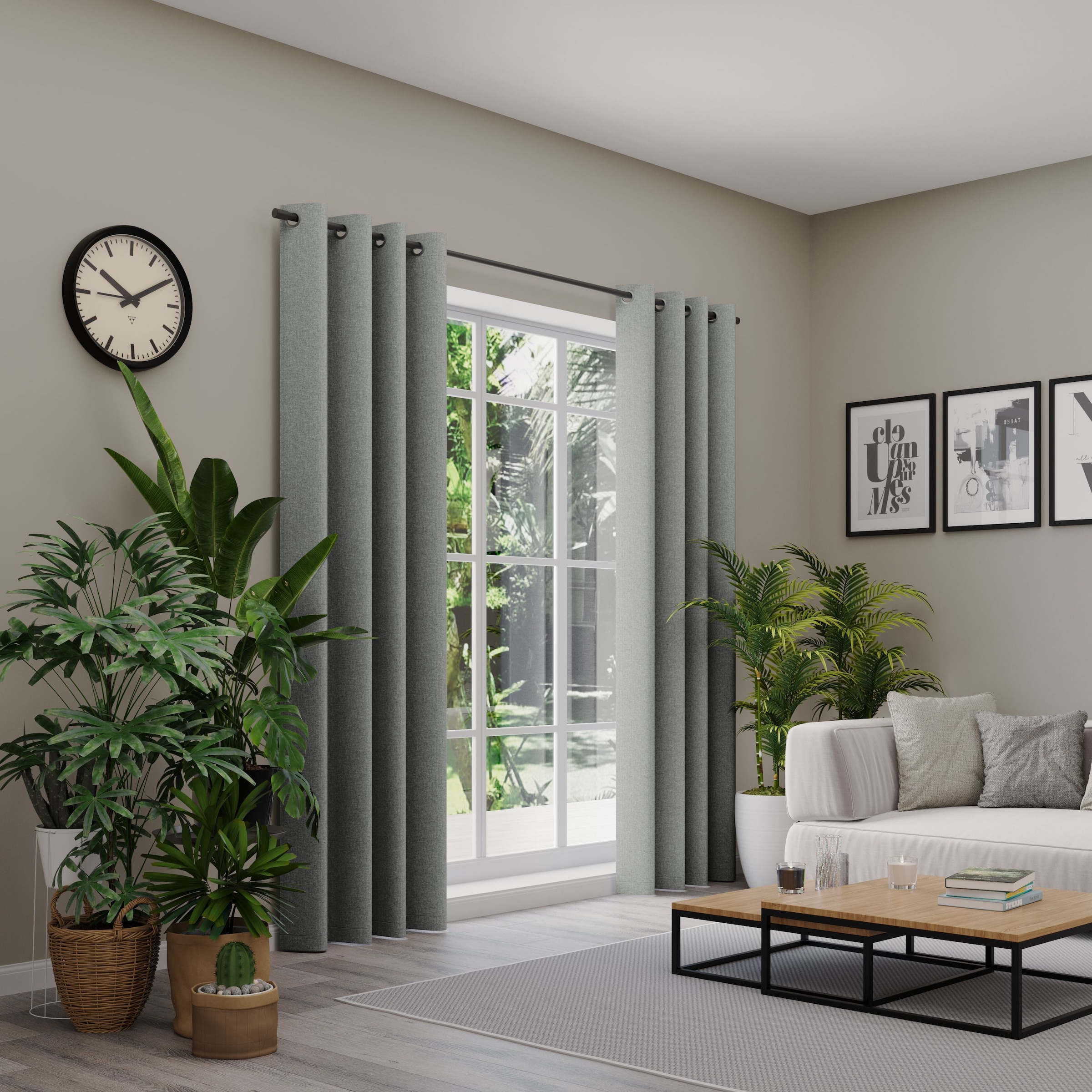 Vorhang nach Maß NEUTEX FOR YOU, B:137cm H:180cm, grau, Jacquard, Obermaterial: 100% Polyester, Gardinen nach Maß, "ARUBA", Uni Dimout, hochwertige