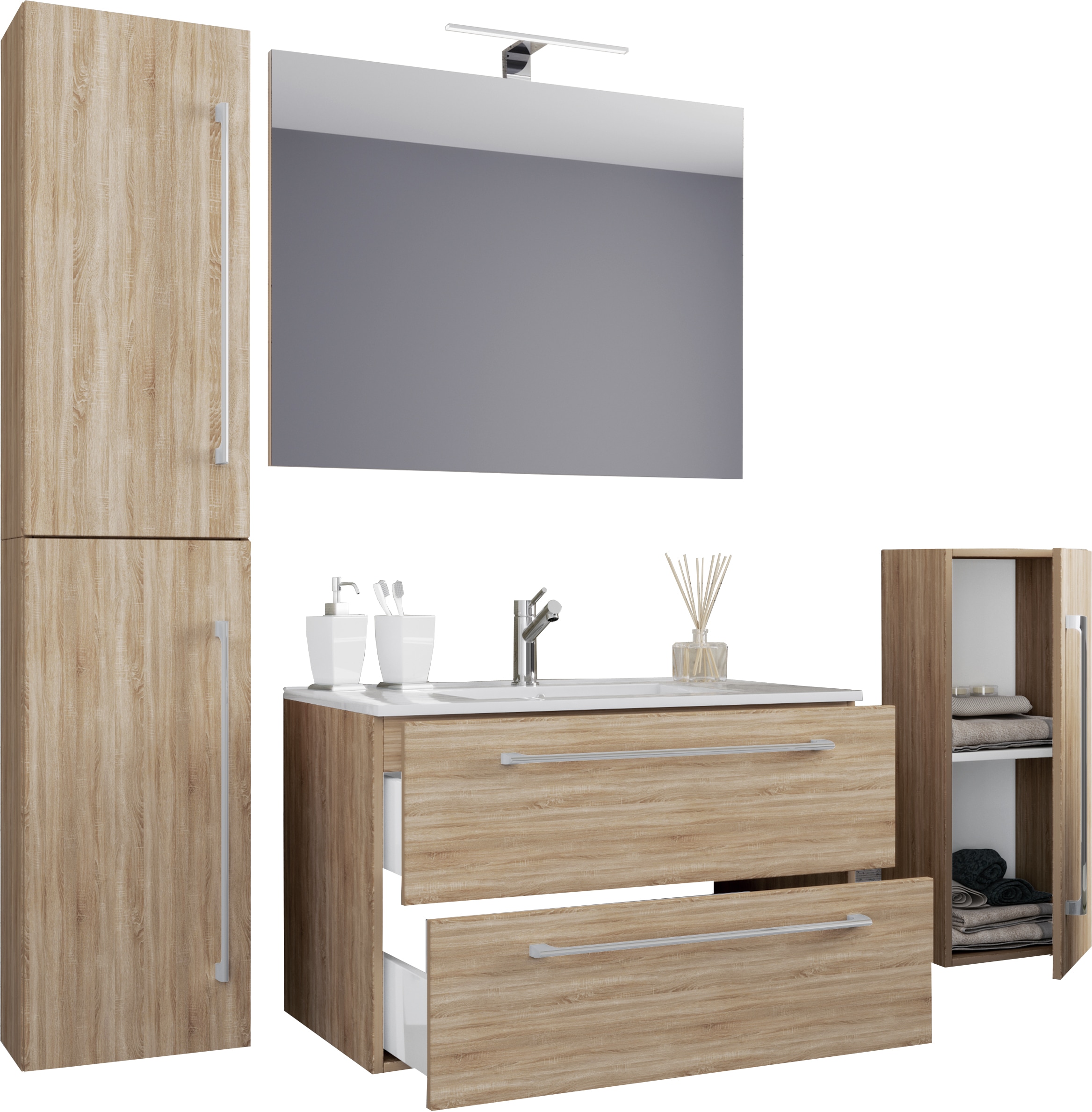 Vcm Waschtisch "5-tlg. Waschplatz Waschtisch Badinos Schublade Sp" 5 Stk. Tlg.