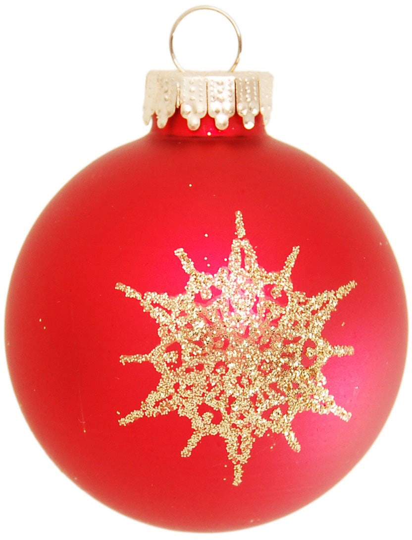 Krebs Glas Lauscha Weihnachtsbaumkugel »Schneeflocke Christbaumkugeln (Set, BAUR St.), Glas Weihnachtsdeko, aus bestellen 16 rot«, | Christbaumschmuck