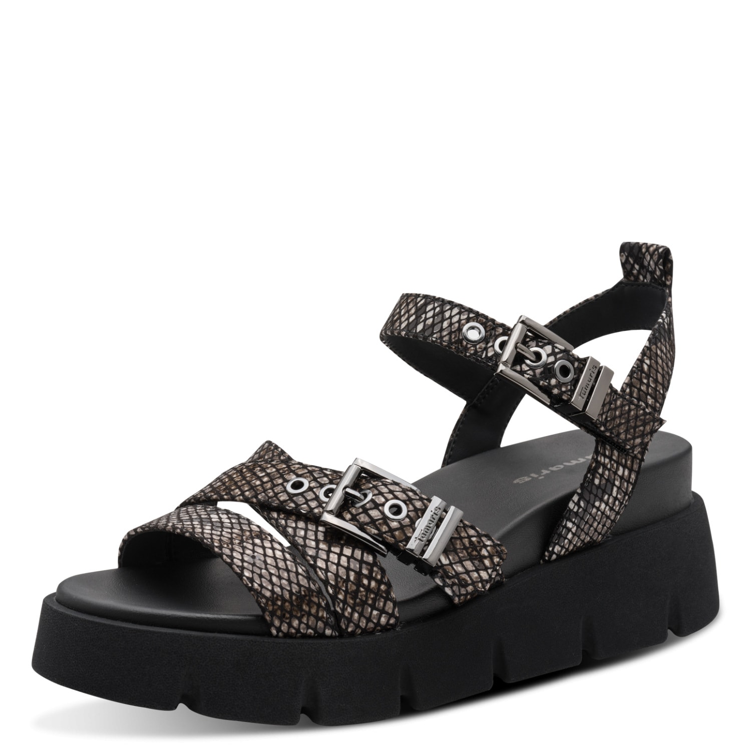 Tamaris Keilsandalette Sommerschuh, Riemchensandale im angesagten Snake-Look