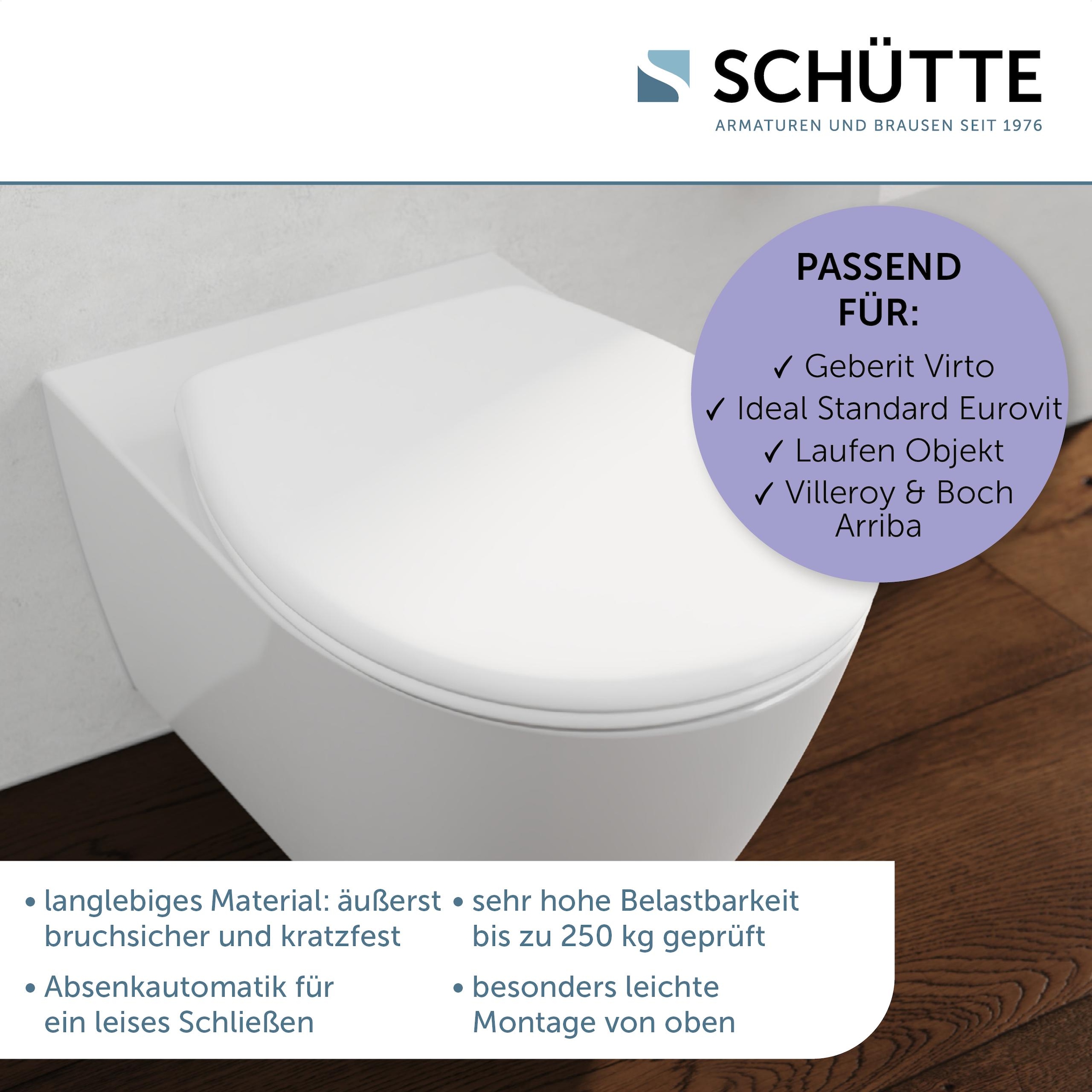 Schütte WC-Sitz »Duroplast, WHITE PRO 1«, (WC-Sitz, Befestigungsmaterial, Montageanleitung), mit Absenkautomatik und Schnellverschluss