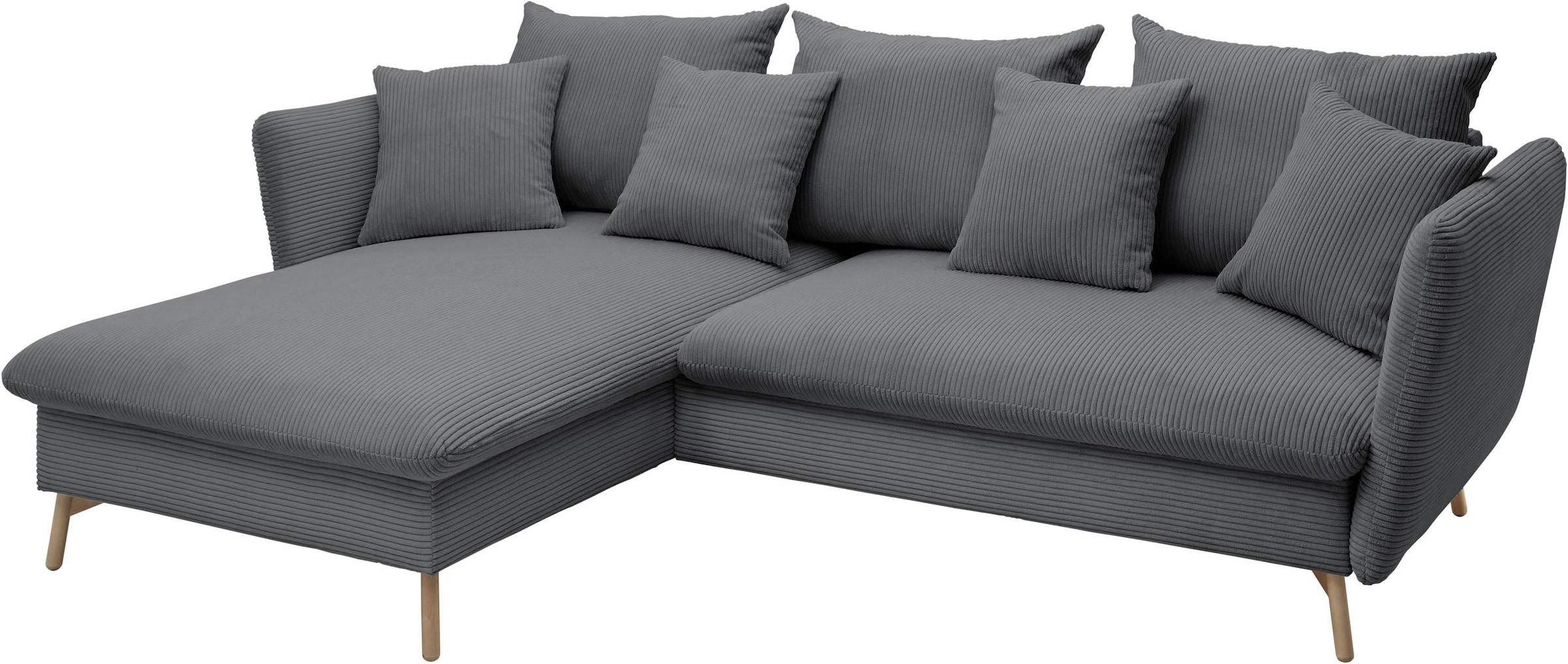 OTTO home Ecksofa »MERLE, 258 cm, L-Form, traumhafter Cord,« mit Bettfunktion und Bettkasten, Liegefläche 224 x 139
