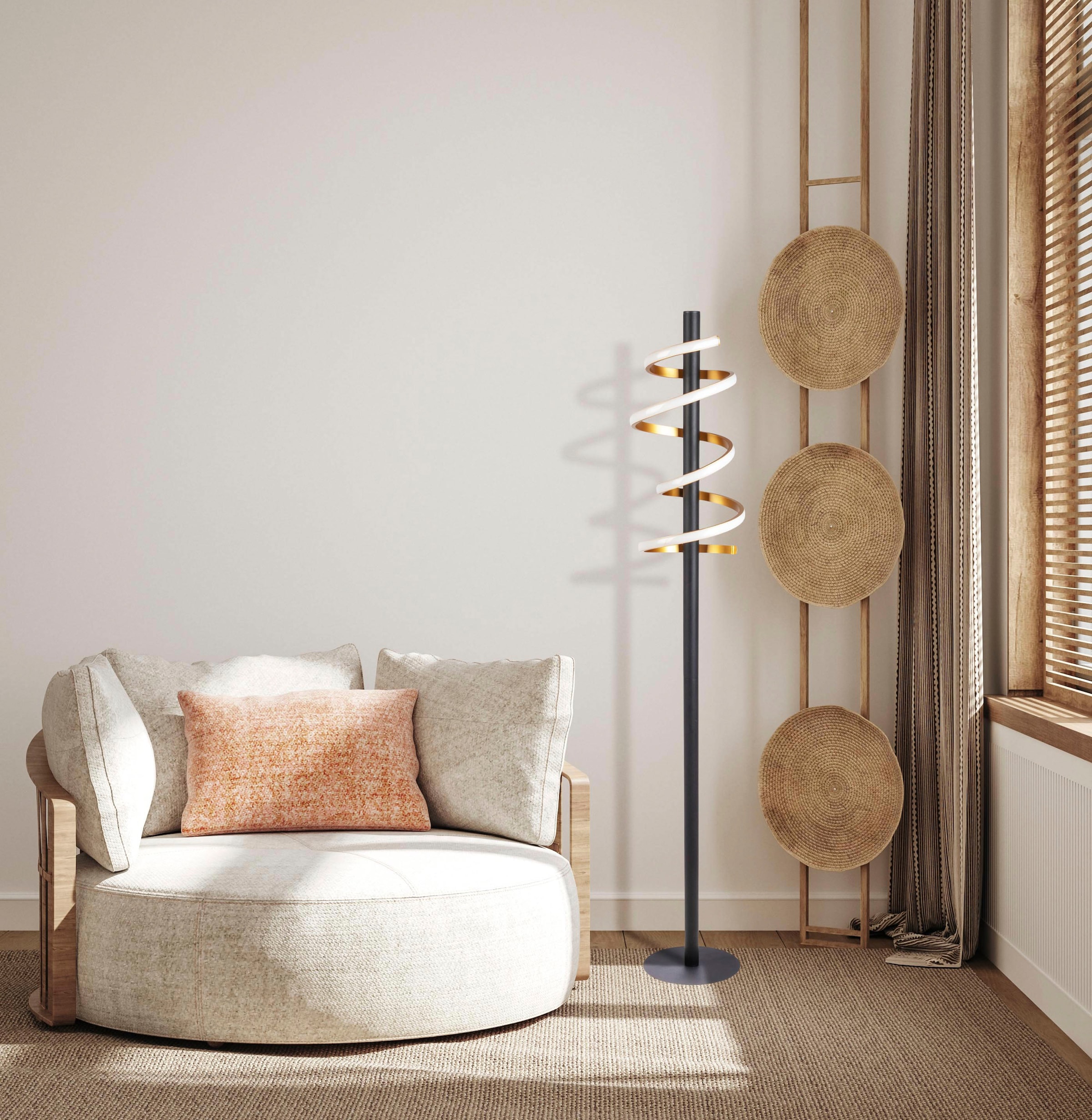 näve LED Stehlampe »Belleza«, 1 flammig, Leuchtmittel LED-Modul | LED fest integriert, Touchschalter, warmweiß, 15W, 3-Stufen dimmbar, Höhe: 140cm