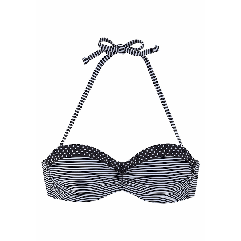Damenmode Damenbademode s.Oliver Bandeau-Bikini-Top »Avni«, mit geraffter Mitte schwarz-weiß-gestreift