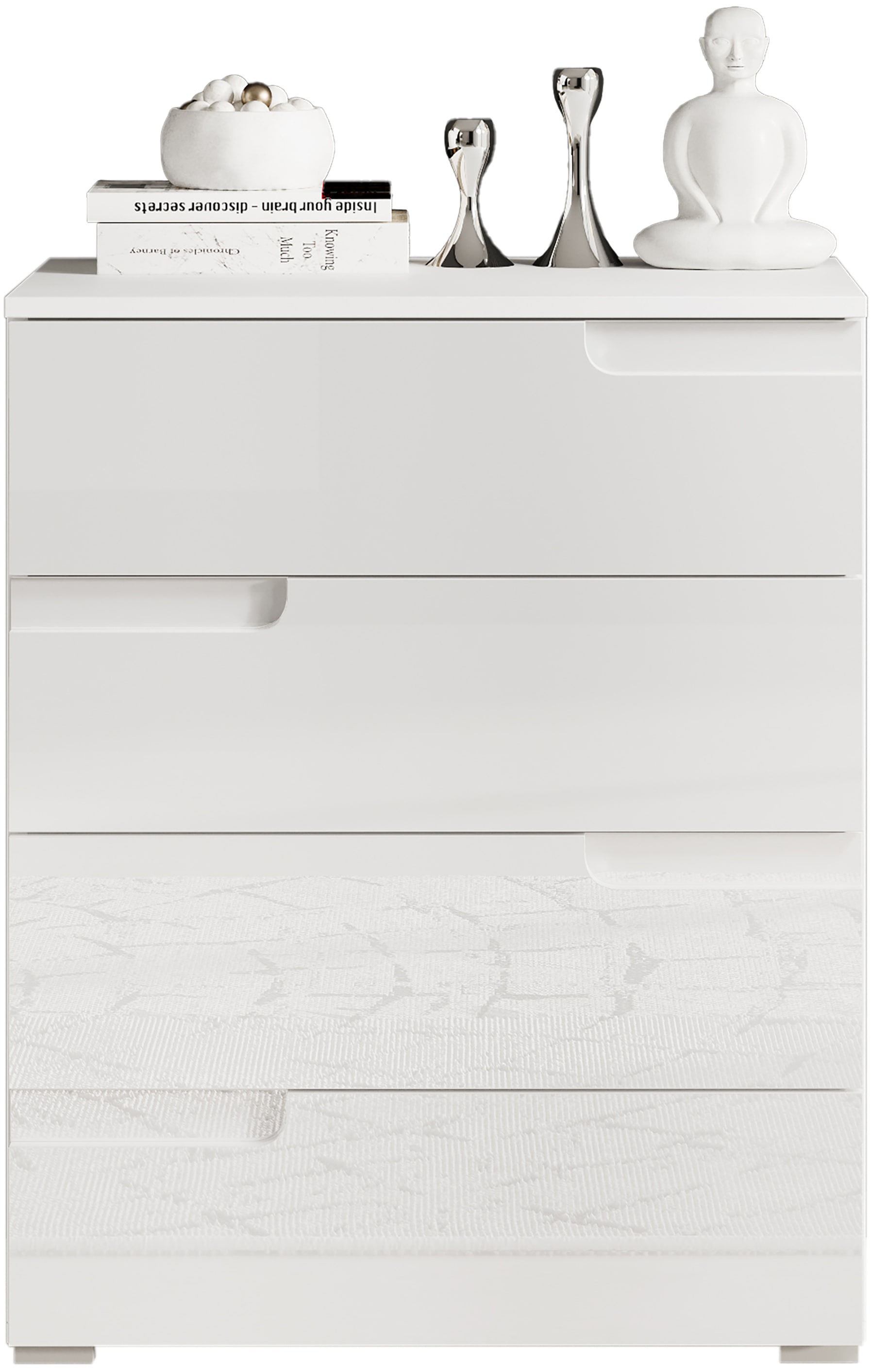 HBZ Kommode »Spice weiß hochglanz, BxHxT 65x80x40 cm«, Kommode mit 4 Schubkästen