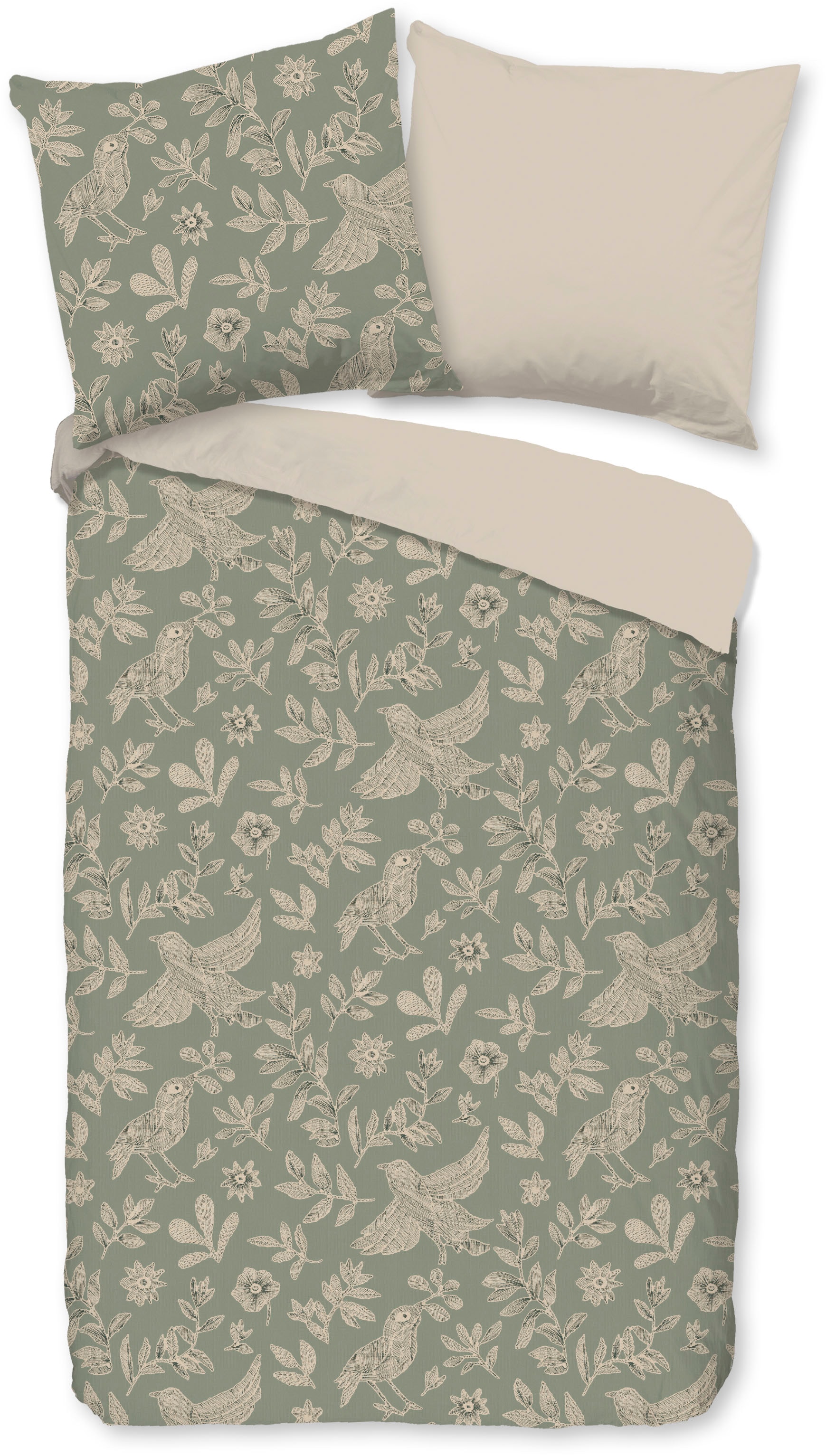 good morning Wendebettwäsche »Odette« 2 100% Baumwolle, Renforcé, Reißverschluss, Wendeoptik, Blätter