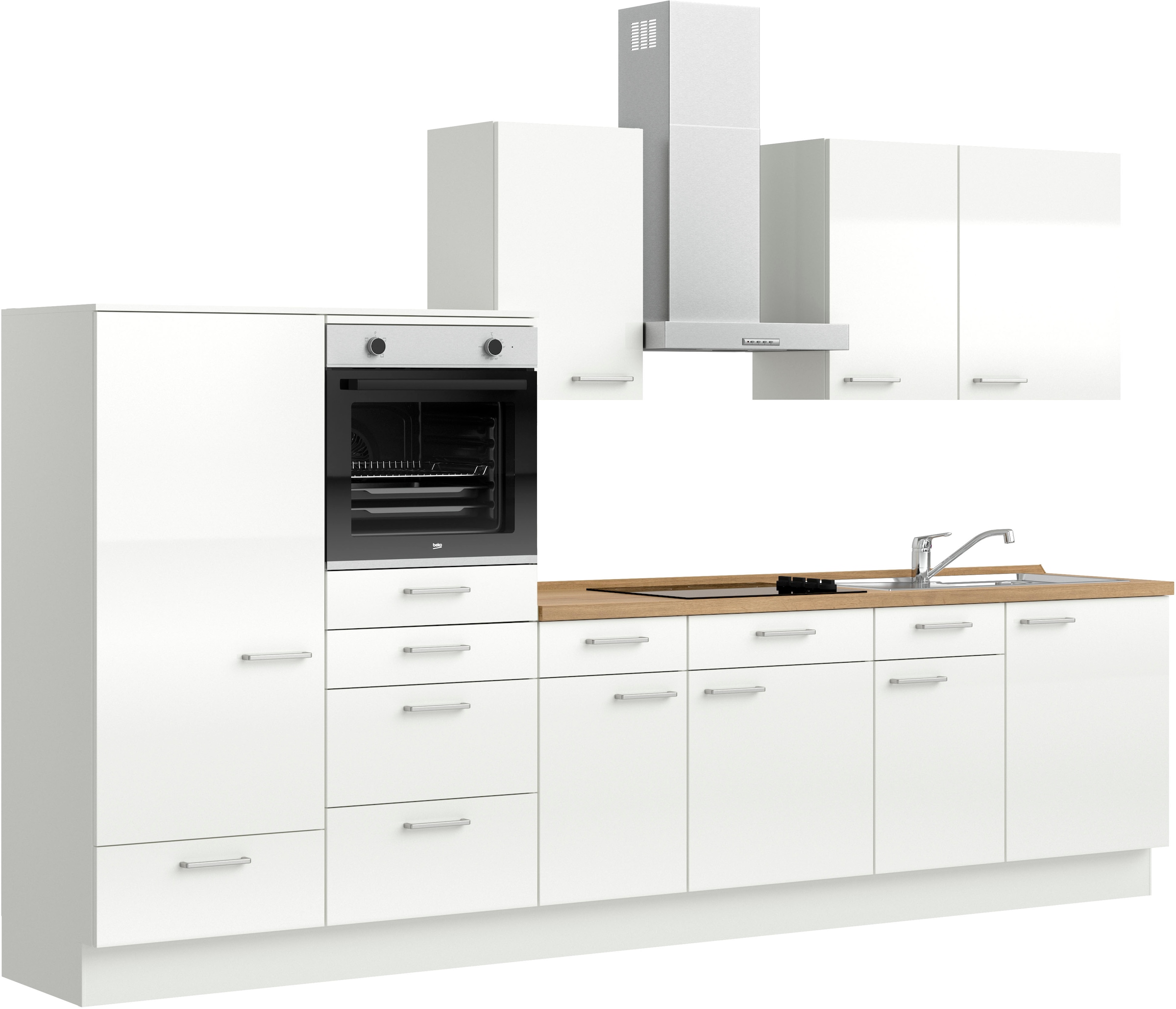 nobilia® Küchenzeile »"Flash I"« vormontiert,  Ausrichtung wählbar, Breite 330 cm, wahlw. mit E-Geräten