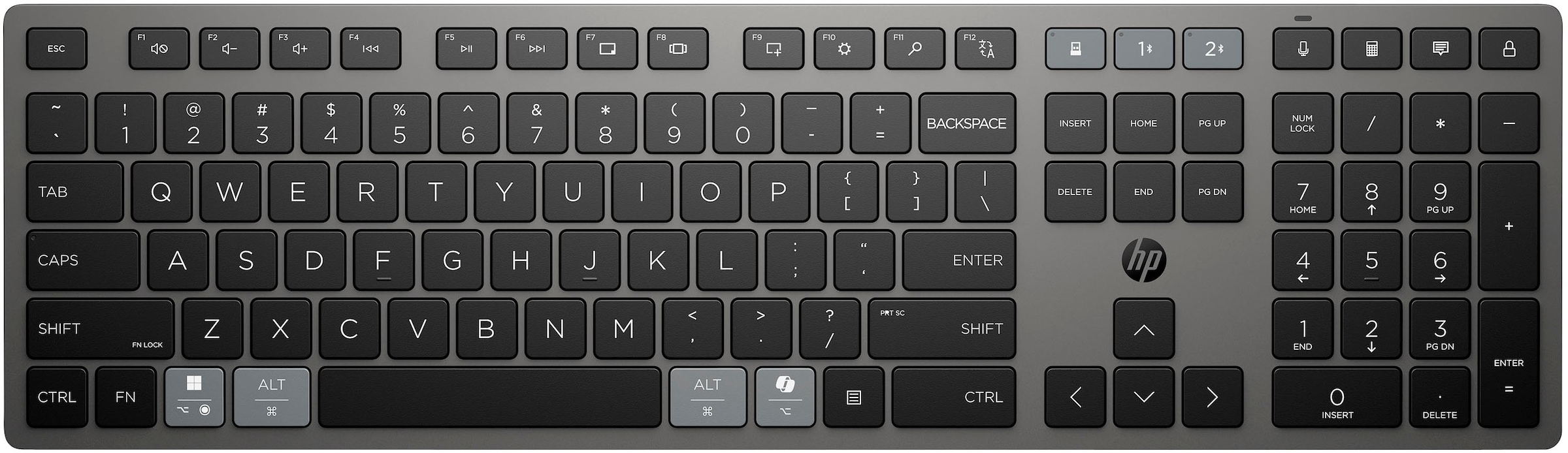 HP Wireless-Tastatur »720« (Fn-Tasten | USB-Anschluss | Ziffernblock | verstellbare Füße)