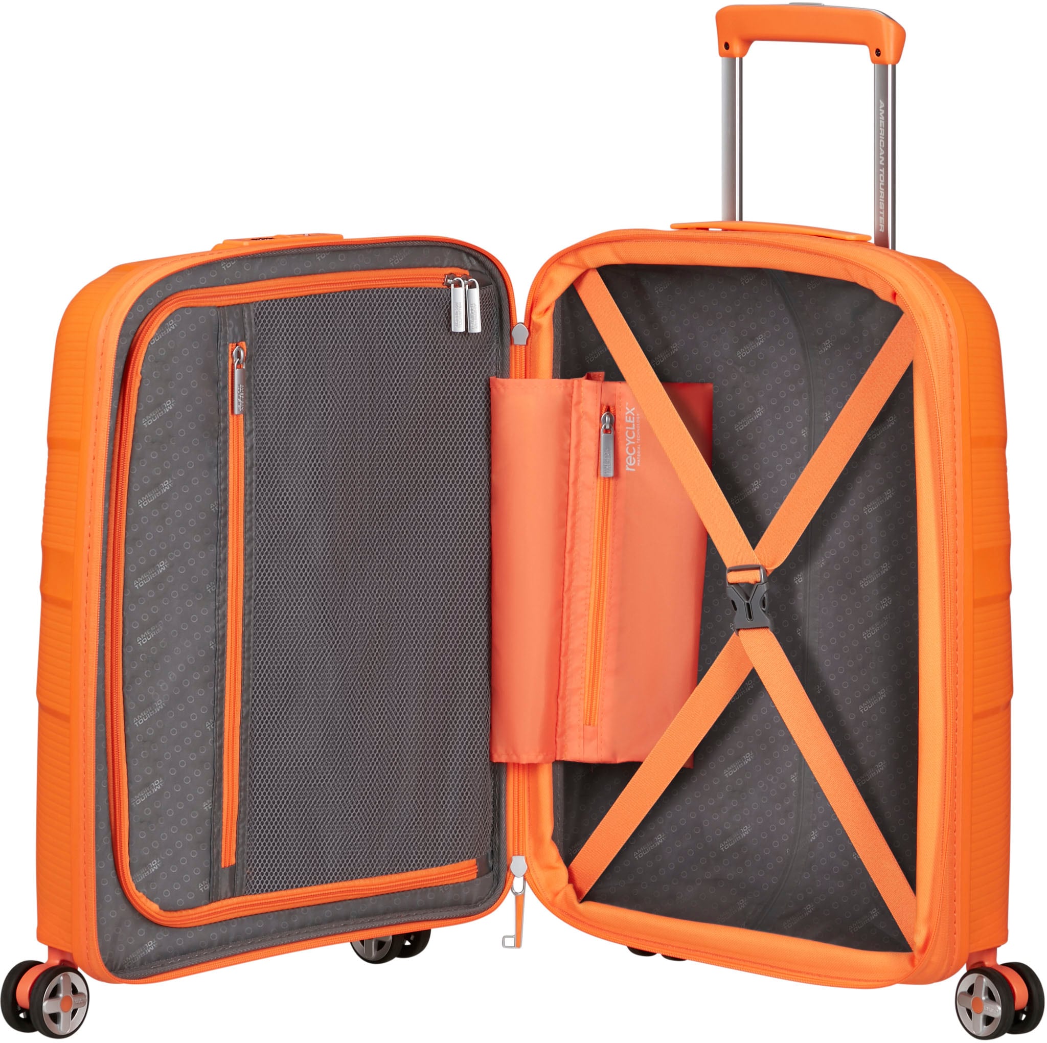 American Tourister® Hartschalen-Trolley »Starvibe, papaya, 55 cm«, 4 Rollen, Handgepäck-Koffer mit Volumenerweiterung; enthält recyceltes Material
