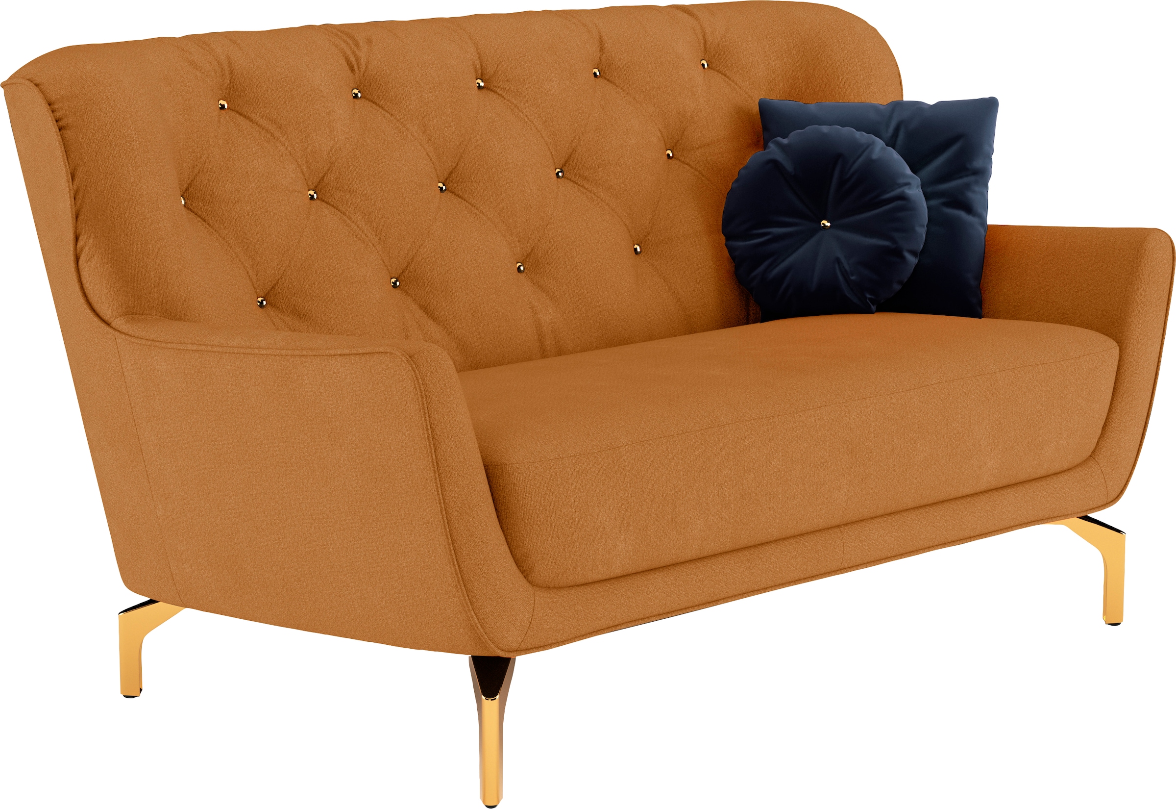 sit&more 2-Sitzer »Orient 3«, inkl. 2 Zierkissen mit Strass-Stein, goldfarbene Metallfüße