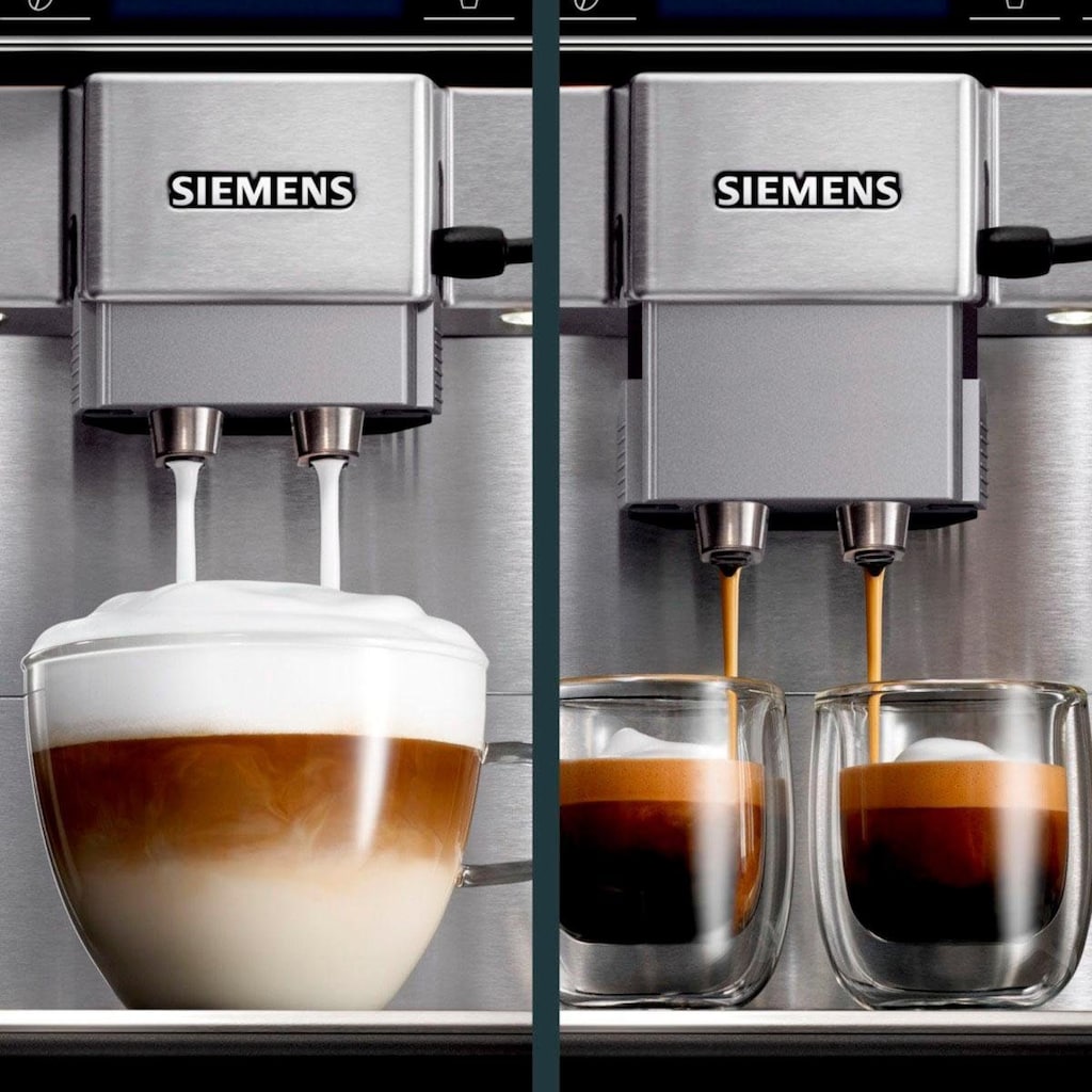 SIEMENS Kaffeevollautomat »EQ6 plus s700 TE657503DE, Doppeltassenfunktion, Keramikmahlwerk«, viele Kaffeespezialitäten, automatische Dampfreinigung, edelstahl