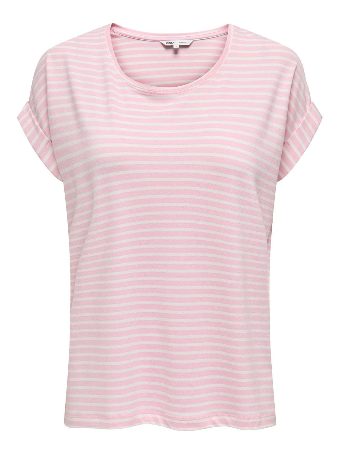 ONLY T-Shirt »ONLMOSTER STRIPE S/S O-NECK TOP JRS NOOS«, mit Aufschlag am Arm