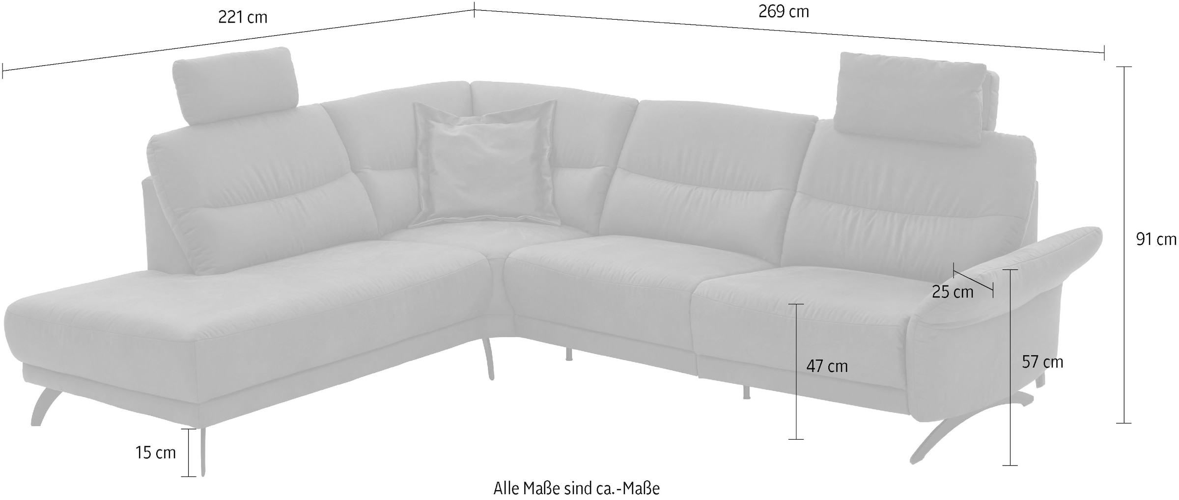 Home affaire Ecksofa »Novalis, Herz-Waage-Funktion & klappbarer Armlehne« Ergonomischer TTFK-Komfort, saugroboter-freundlich, frei stellbar