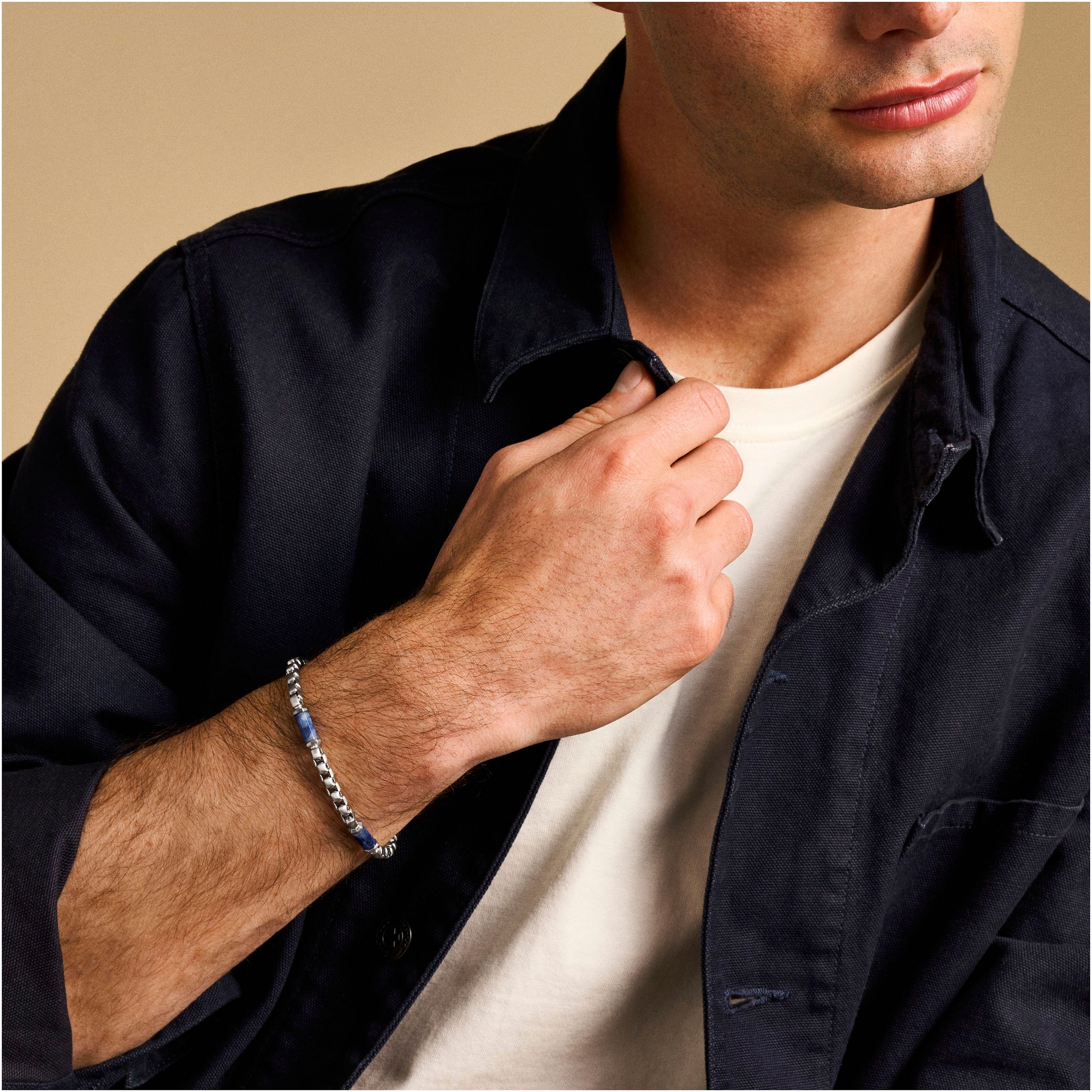 Fossil Armband »Schmuck Geschenk Edelstahl ALL STACKED UP, JF04604040, JF04725040«, mit Agat oder Sodalith