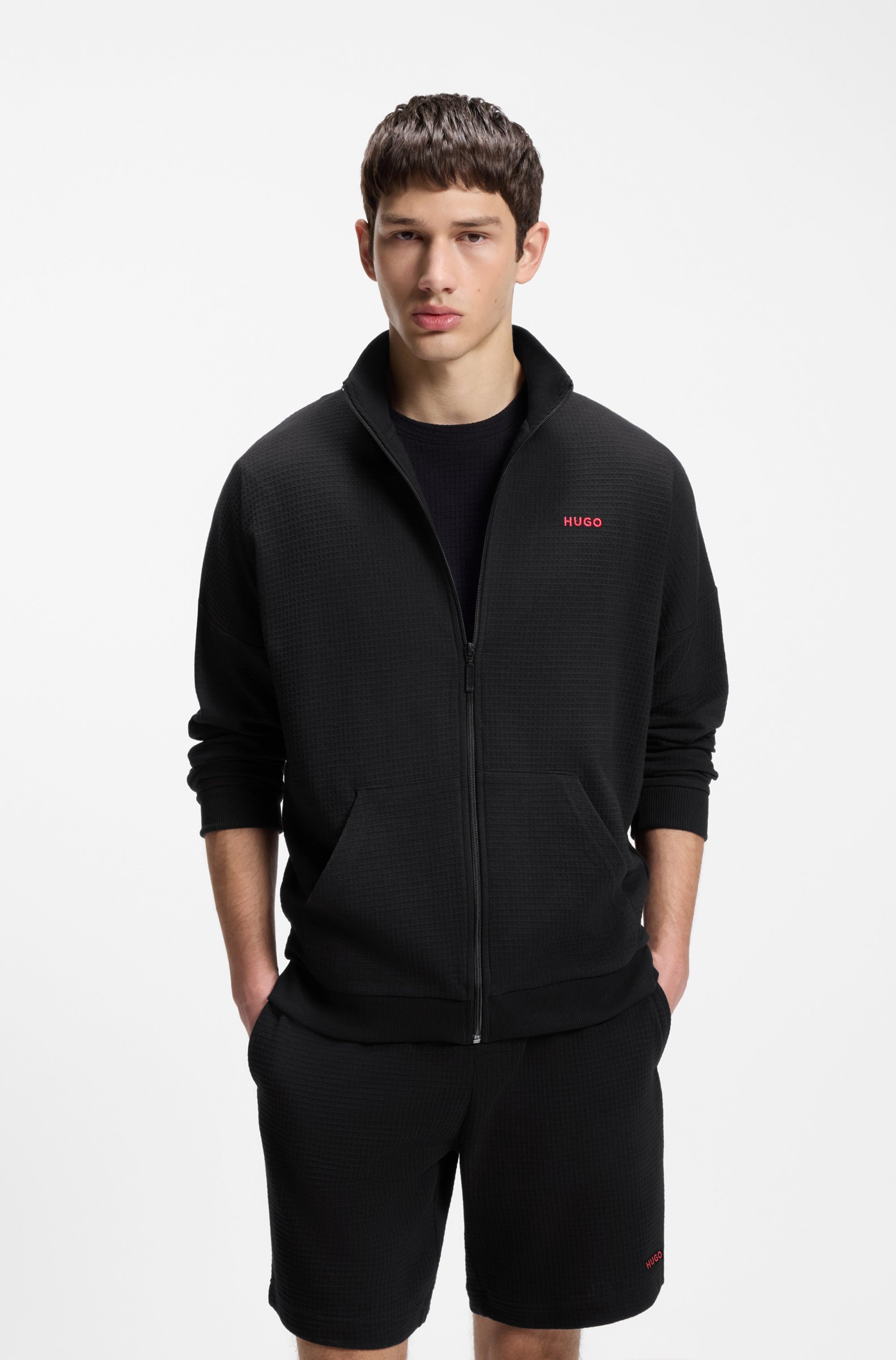 HUGO Underwear Sweatjacke mit Stehkragen, mit feiner Struktur günstig online kaufen