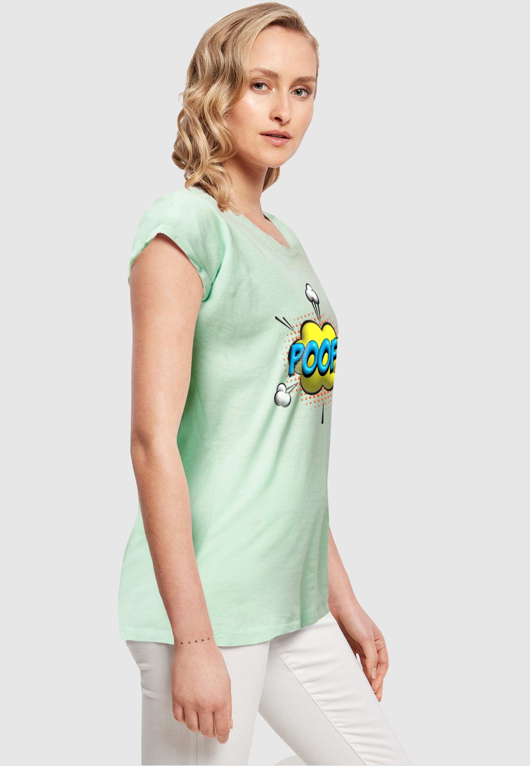 Merchcode T-Shirt »Merchcode Damen Ladies POOF Comic Extended Shoulder Tee«, (1 tlg.)