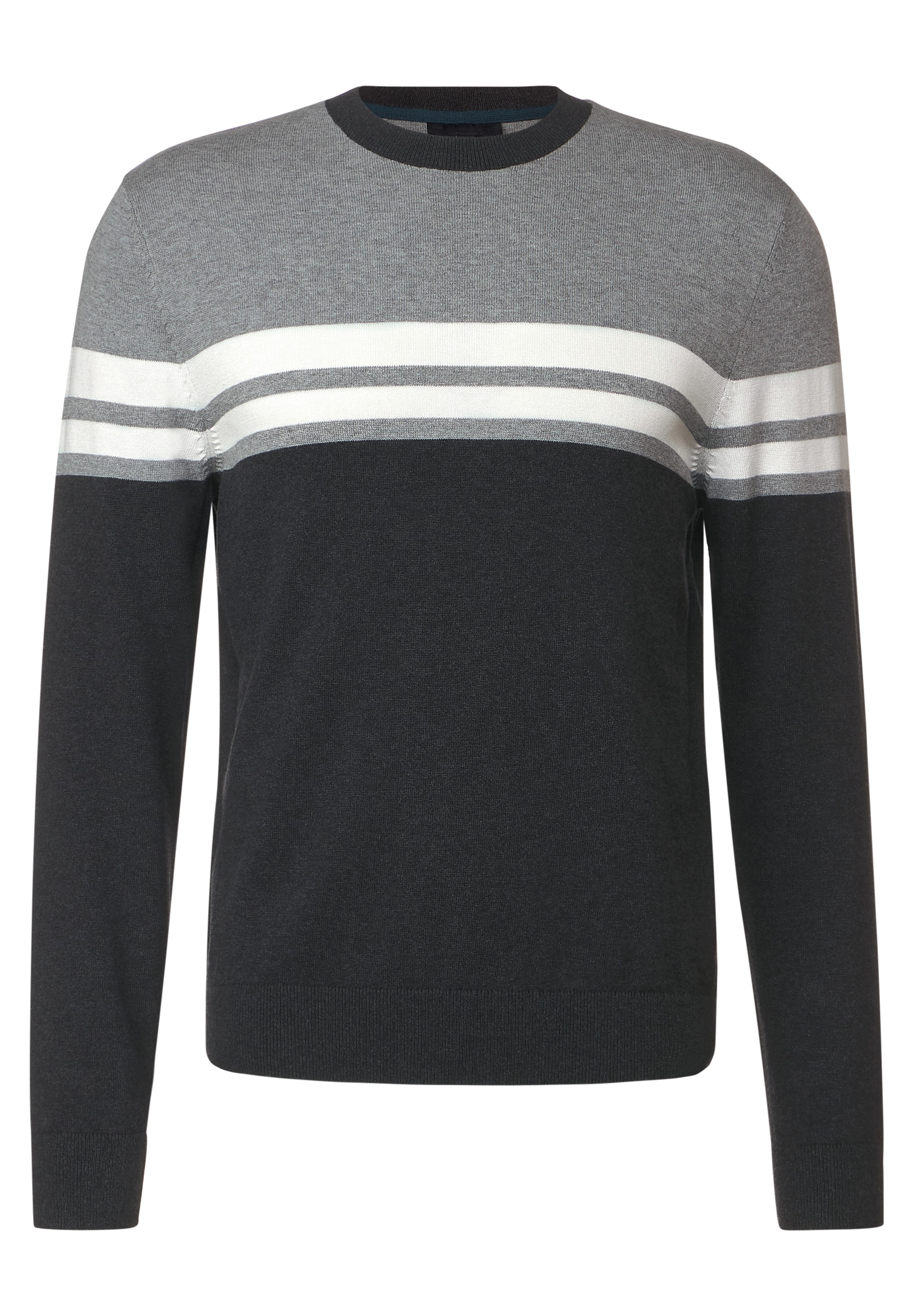 STREET ONE MEN Strickpullover, mit College-Streifen