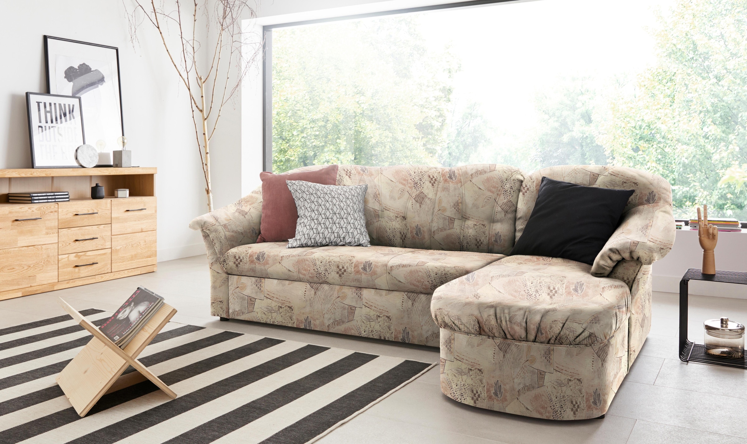DOMO collection Ecksofa "Pegnitz, elegante Rückensteppung, kompakte Stellma günstig online kaufen