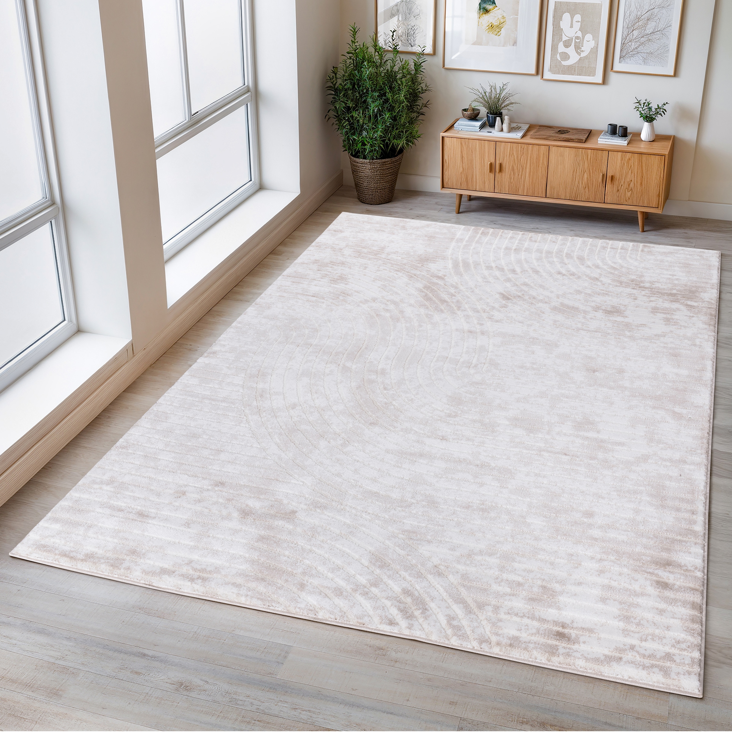 OTTO home Teppich »Luvu«, rechteckig, 12 mm Höhe, Modernes Design mit Boho-Charme, Hoch-Tief-Struktur, dezenter Glanz