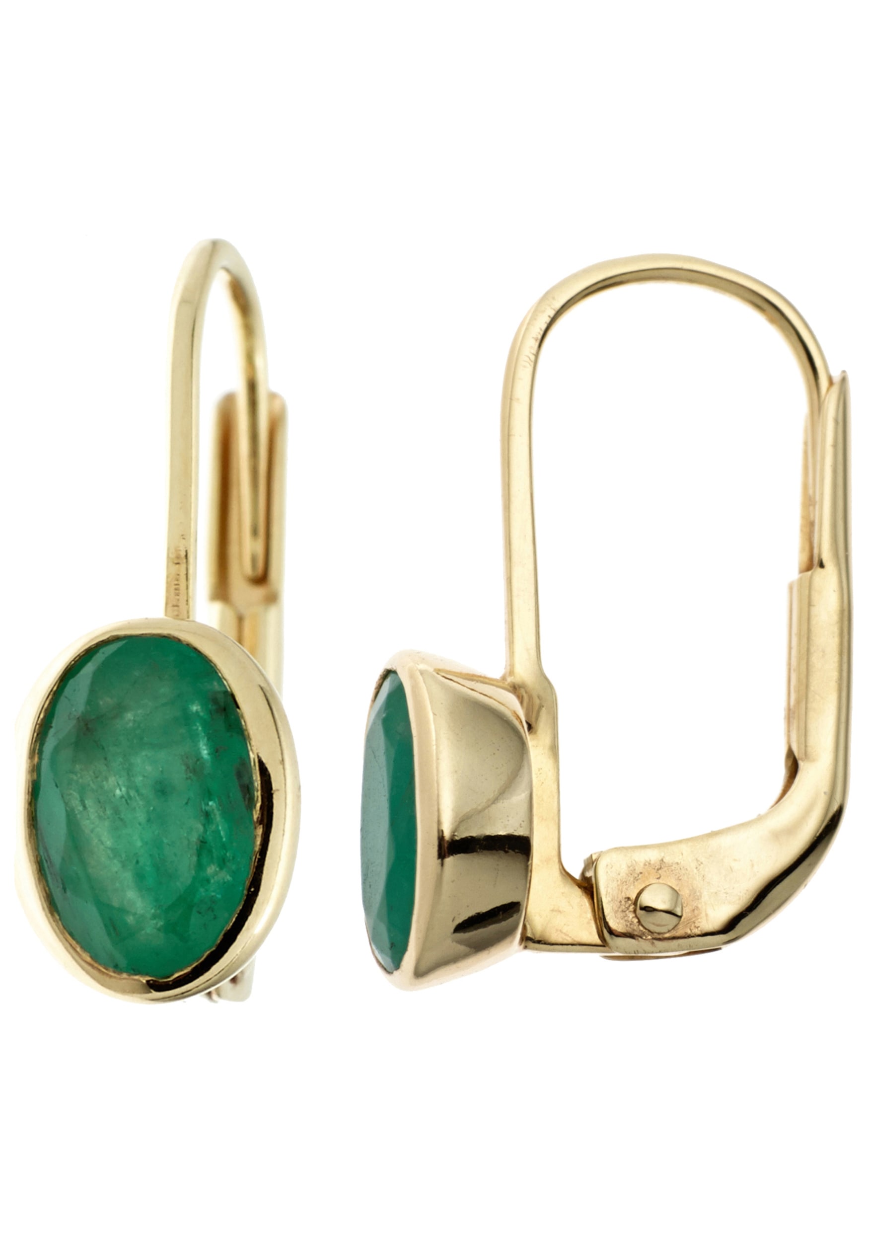 Paar Ohrhänger, oval 333 Gold mit Smaragd