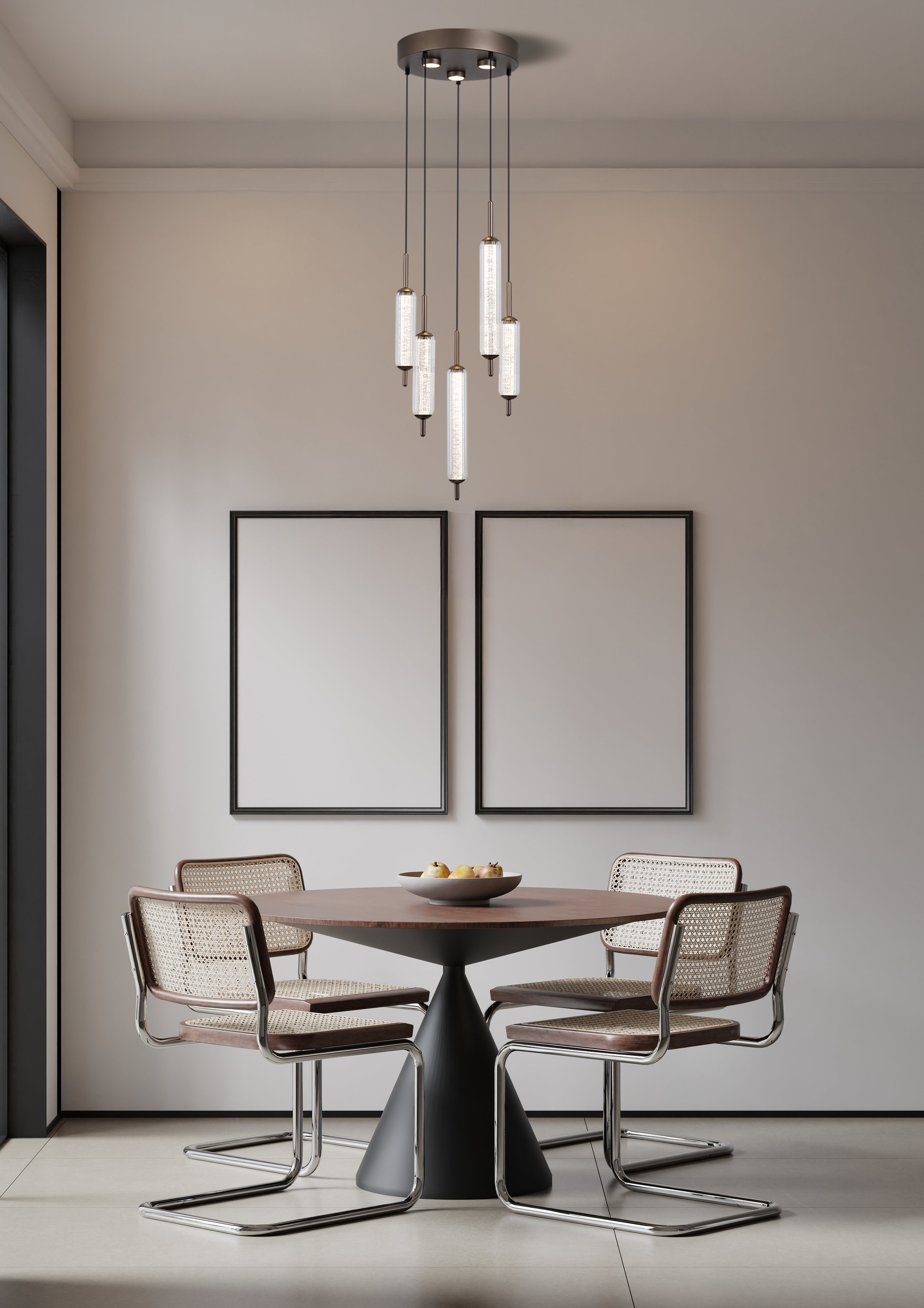 Searchlight LED Pendelleuchte »Cattail 5Lt LED-Pendellampe aus Latte-Metall mit klarem Glas« LED-Modul 1 Stk.