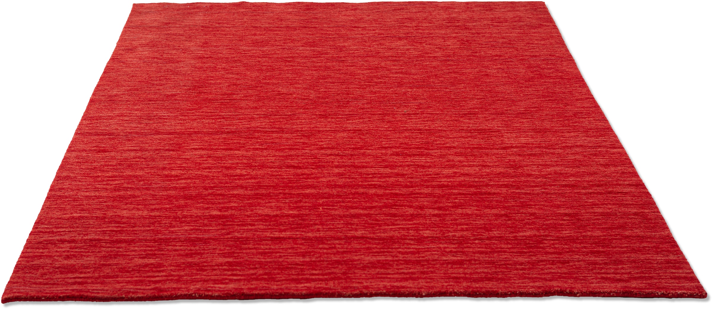 THEKO Wollteppich "Holi", rechteckig, Uni-Farben, leicht meliert, reine Wolle, handgewebt mit Knüpfoptik