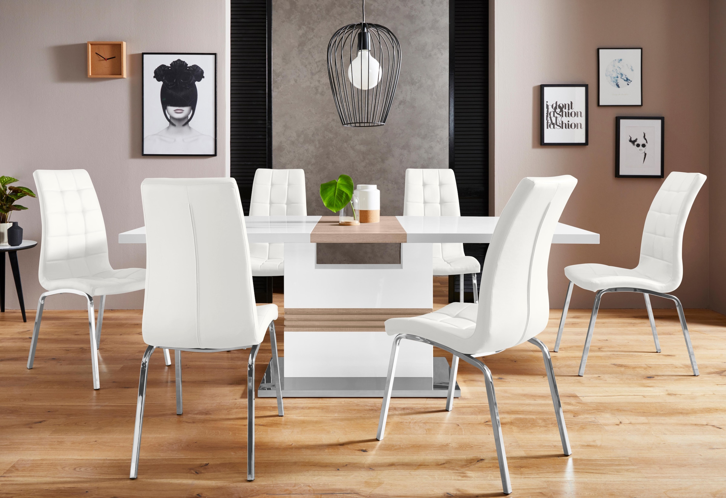 INOSIGN Essgruppe "Perez/Lila" Set, 5 Stk. tlg. mit 4 Stühlen, Tisch auszie günstig online kaufen