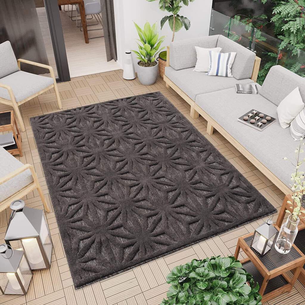 Carpet City Teppich »In-& Outdoorteppich Santorini 58369, 3D-Effekt, Raute-Optik«, rechteckig, Wetterfest & UV-beständig für Terrasse, Balkon, Küche, Flur